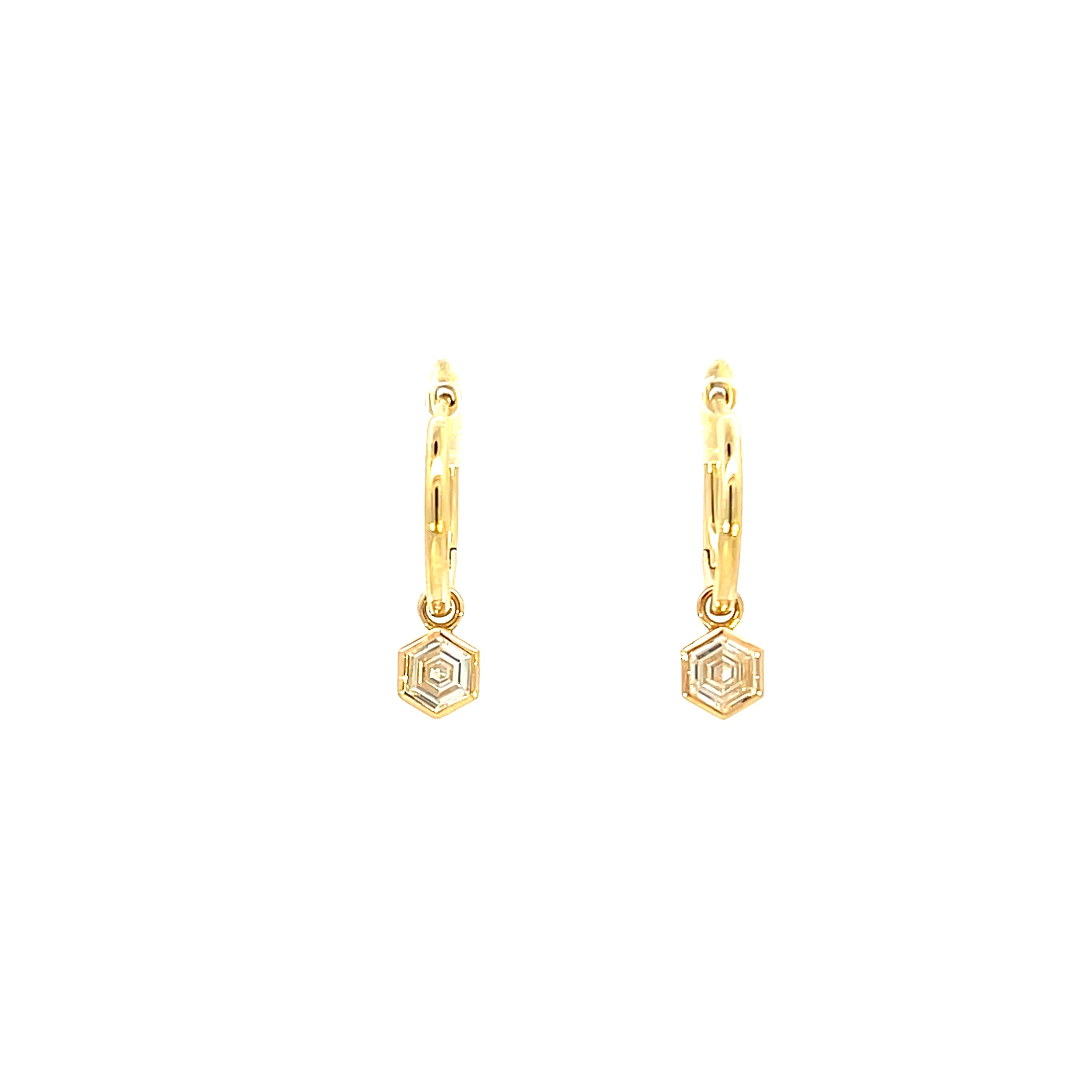 18 Carat Yellow Gold Diamnd Drop Hoops 0.55 GVS