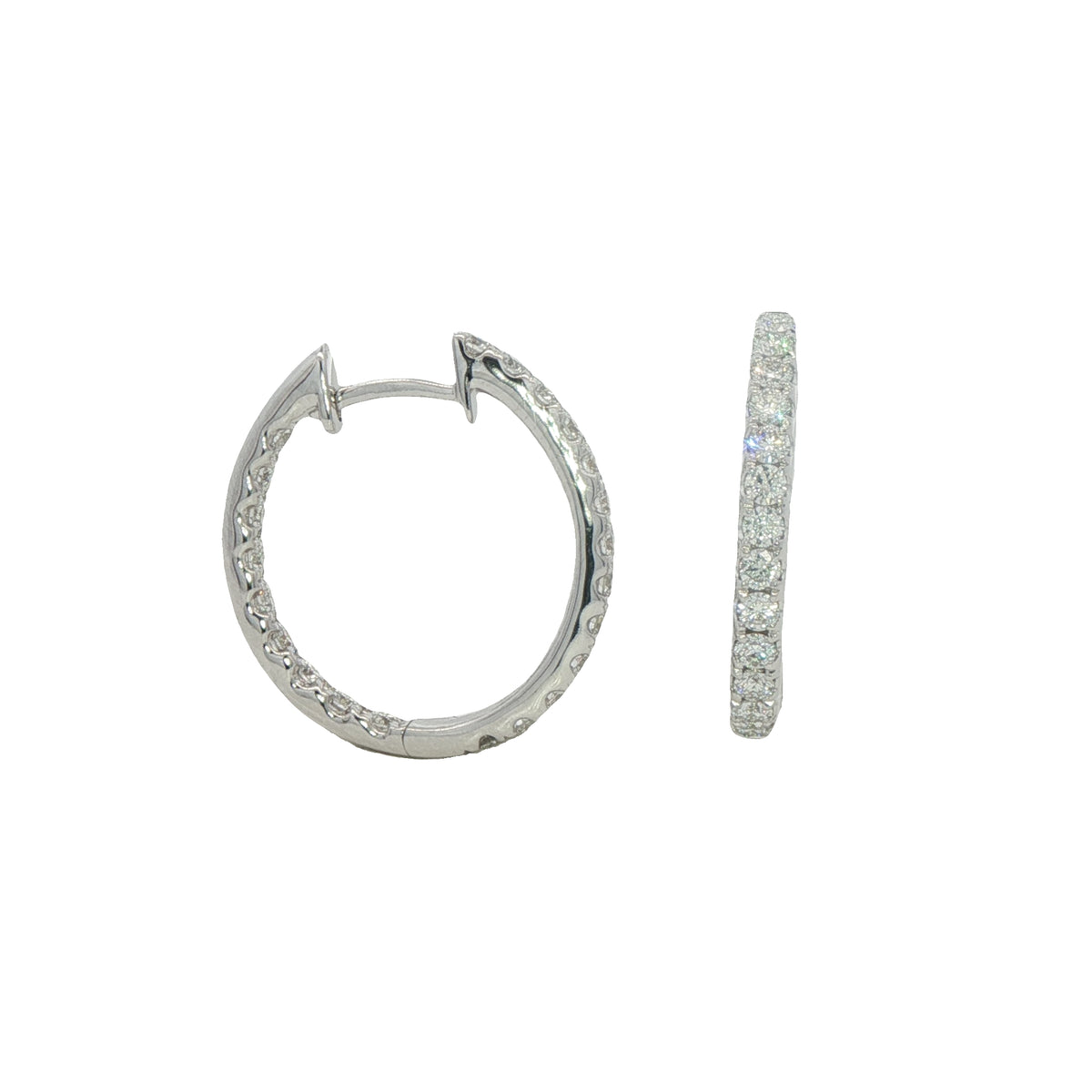 18 Carat White Gold and Diamond 'In and Out' Clip Hoops 0.95Cts GVS