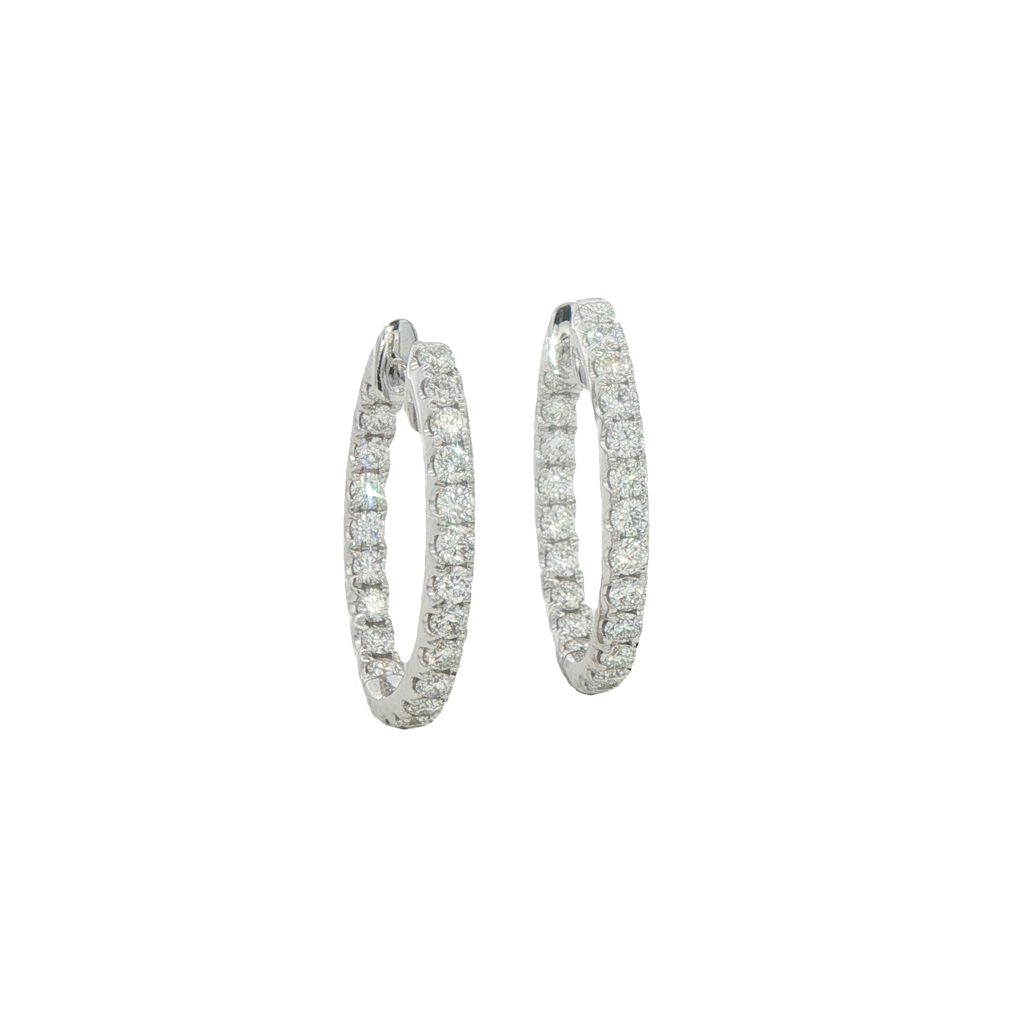 18 Carat White Gold and Diamond 'In and Out' Clip Hoops 0.95Cts GVS
