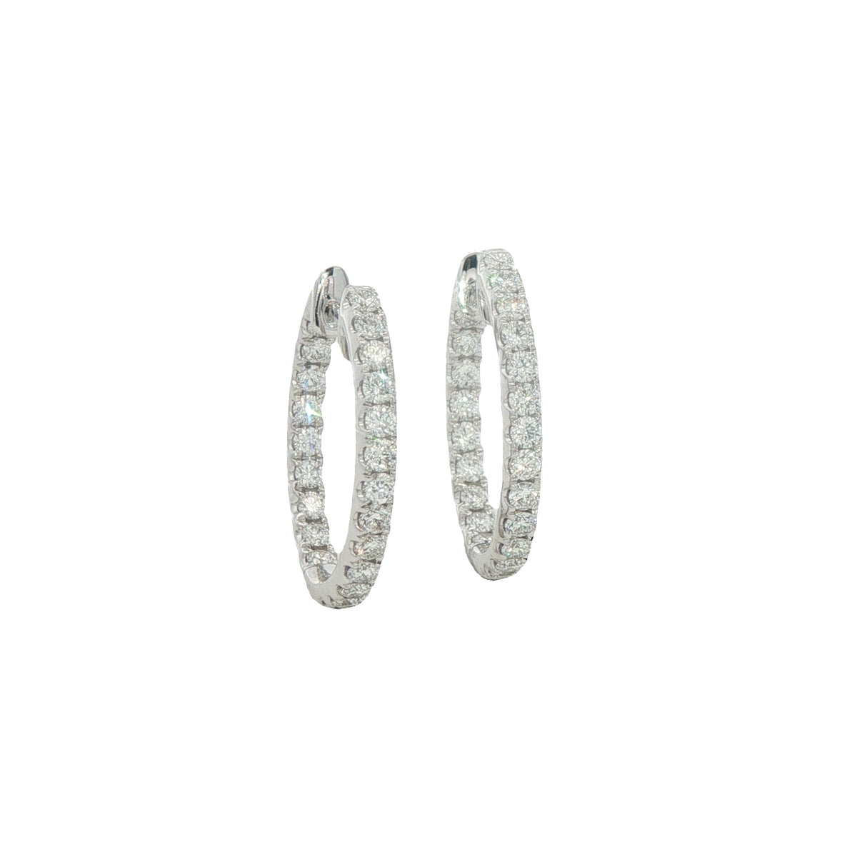 18 Carat White Gold and Diamond 'In and Out' Clip Hoops 0.95Cts GVS