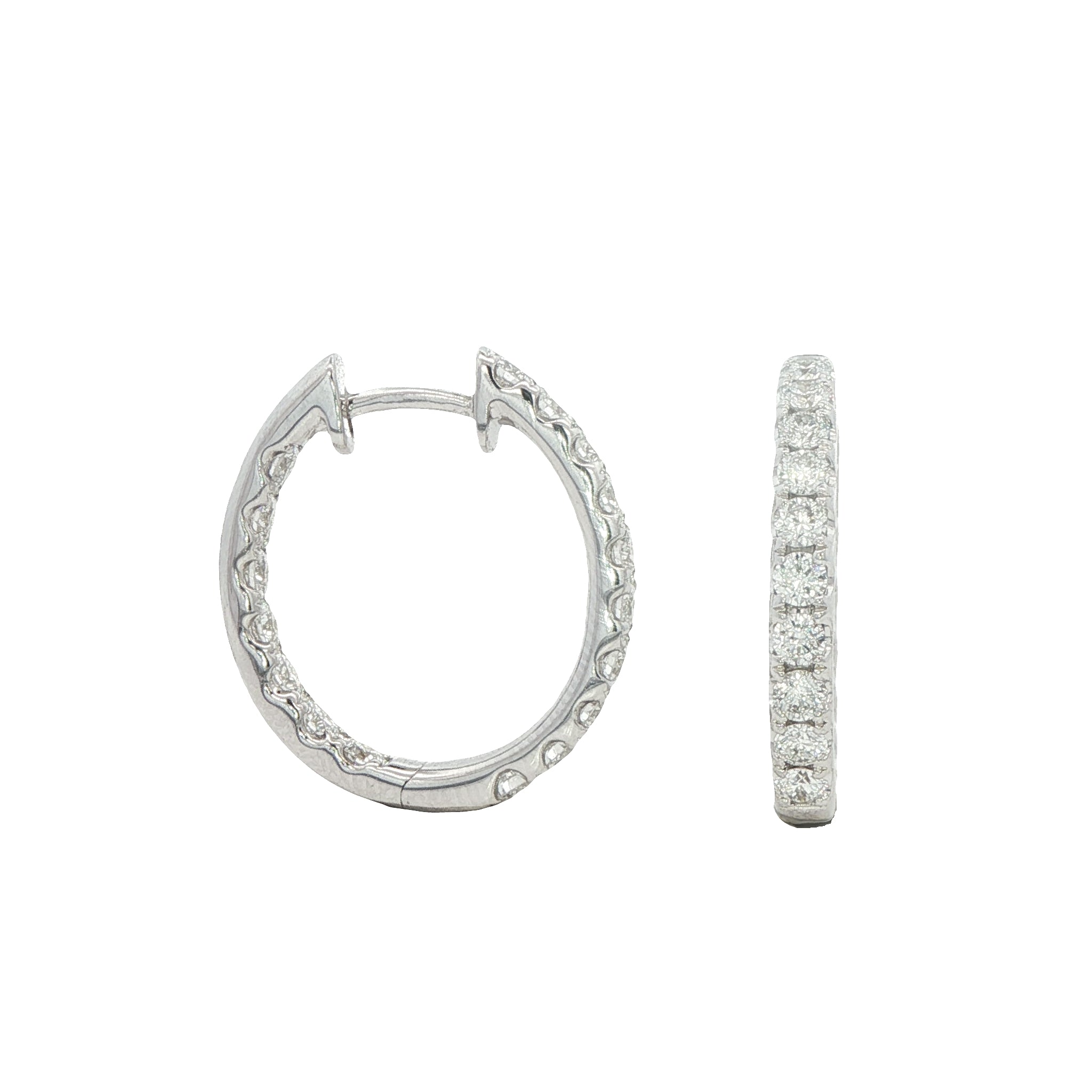 18 Carat White Gold and Diamond 'Inside Out' Hoops 1.30 carats GVS