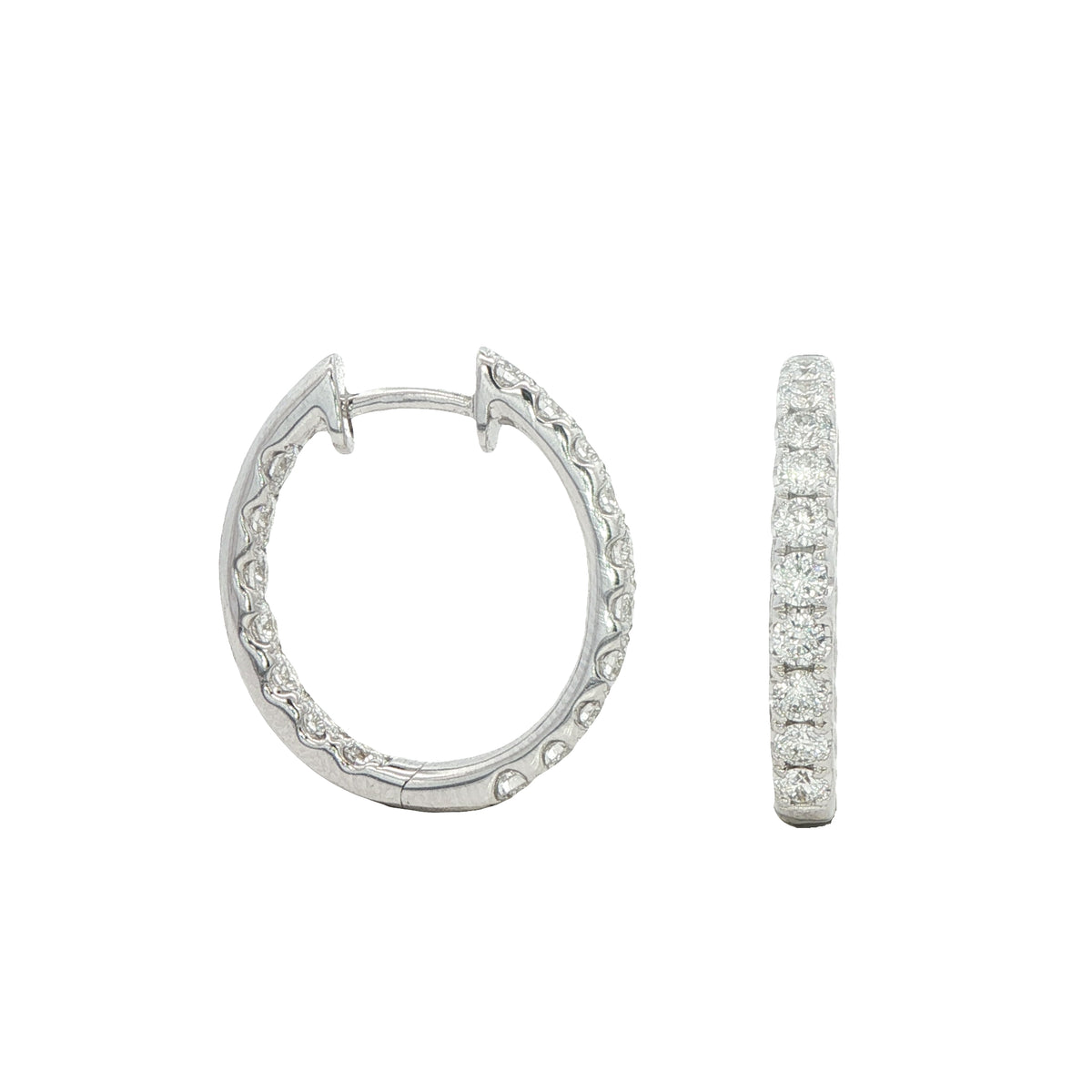 18 Carat White Gold and Diamond 'Inside Out' Hoops 1.30 carats GVS