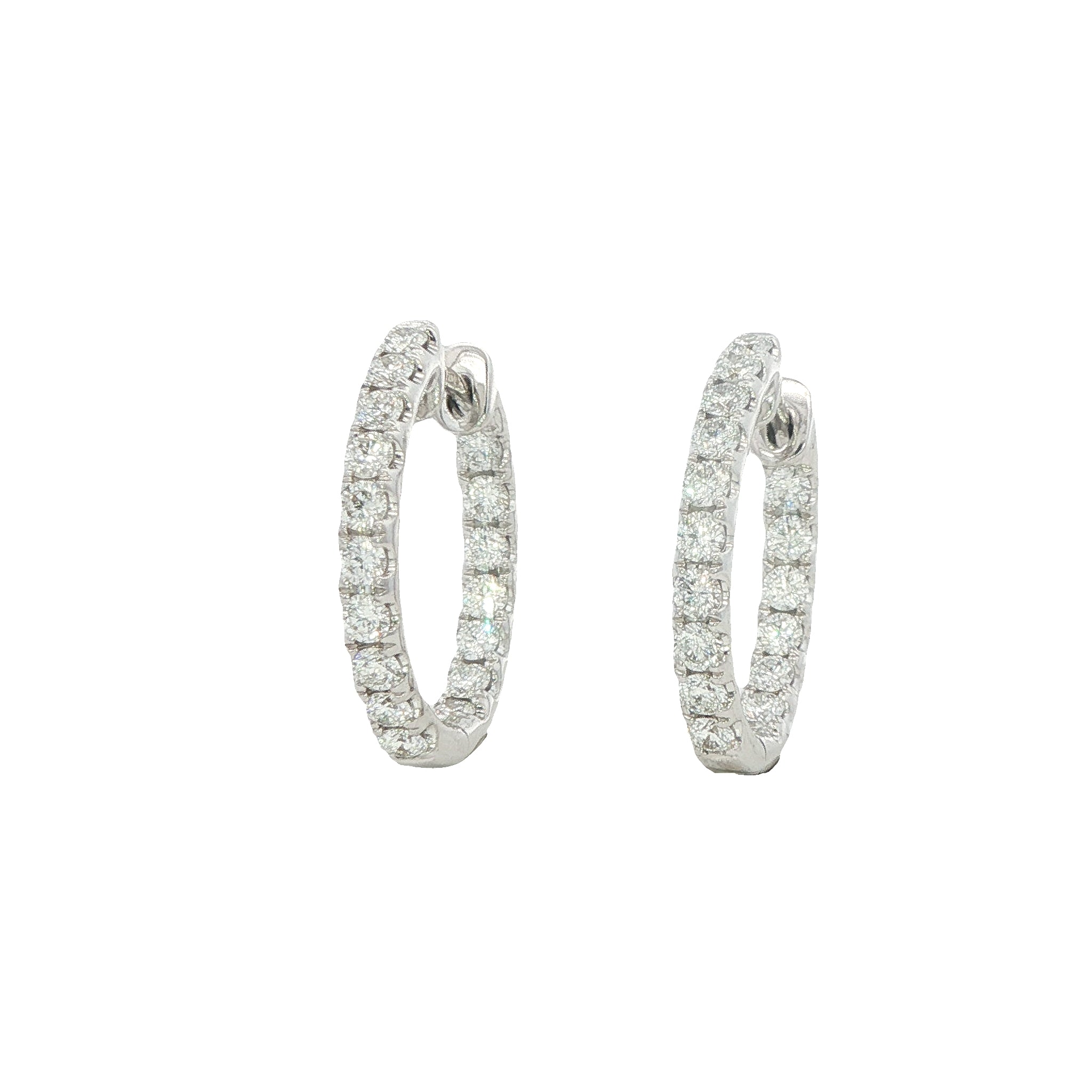 18 Carat White Gold and Diamond 'Inside Out' Hoops 1.30 carats GVS