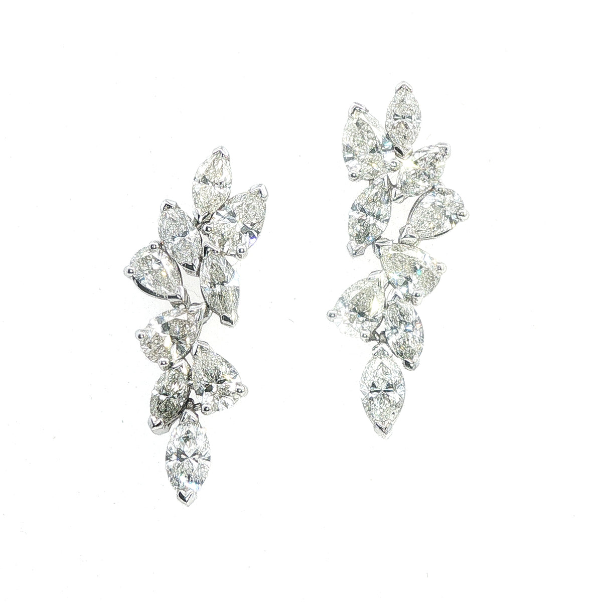 Platinum Drop Diamond Earrings - 4.87 Carats