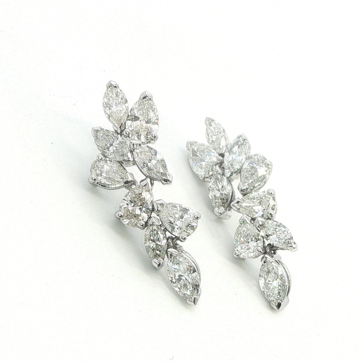 Platinum Drop Diamond Earrings - 4.87 Carats