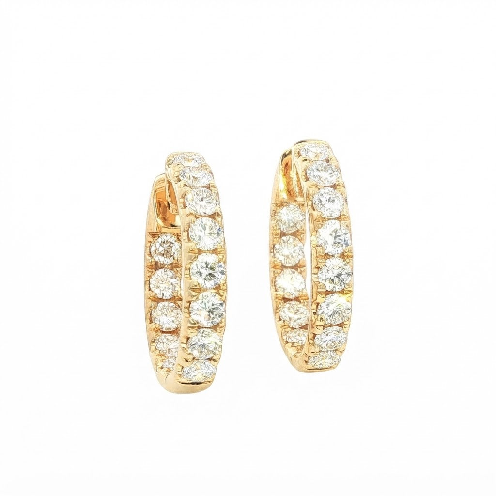 18 Carat Yellow Gold Diamond Hoops 2.10 carats GVS