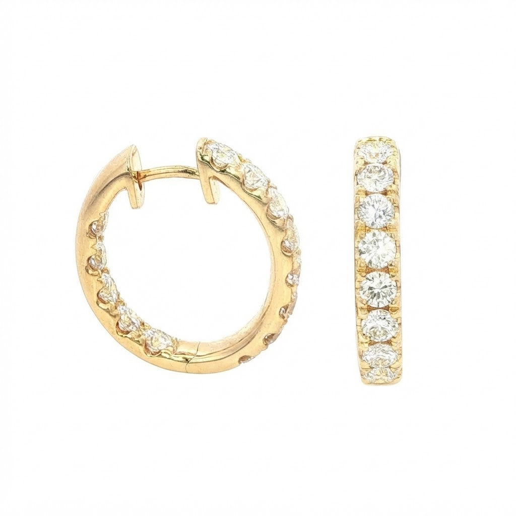 18 Carat Yellow Gold Diamond Hoops 2.10 carats GVS