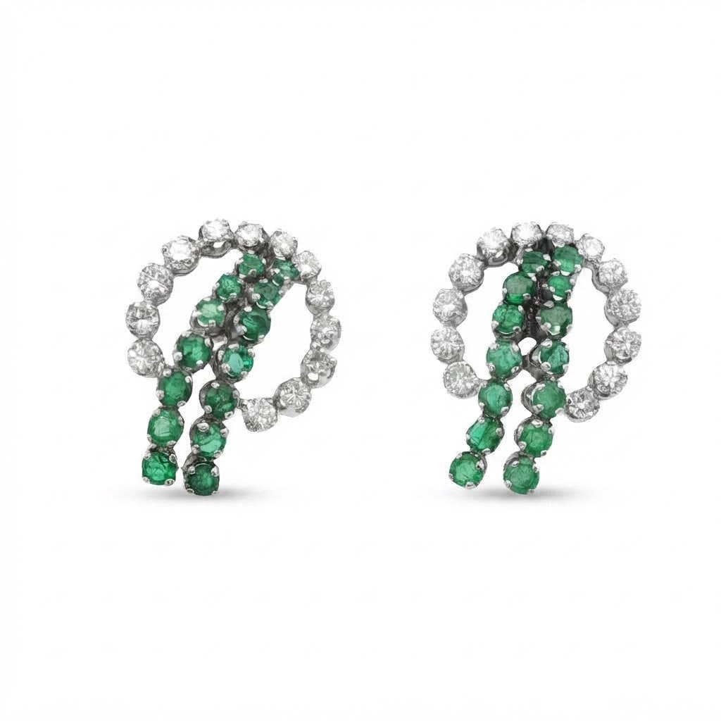 Beautiful 1940s Emerald and Diamond Earrings