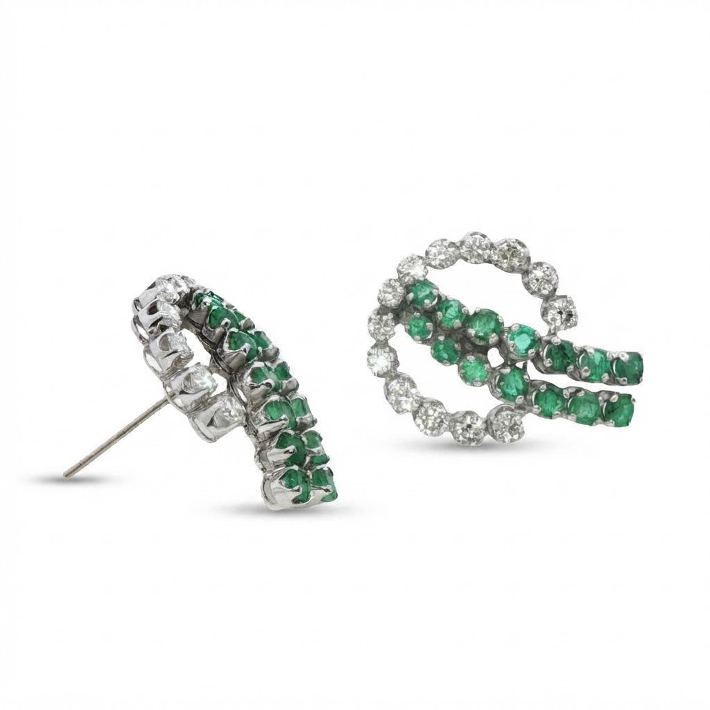 Beautiful 1940s Emerald and Diamond Earrings