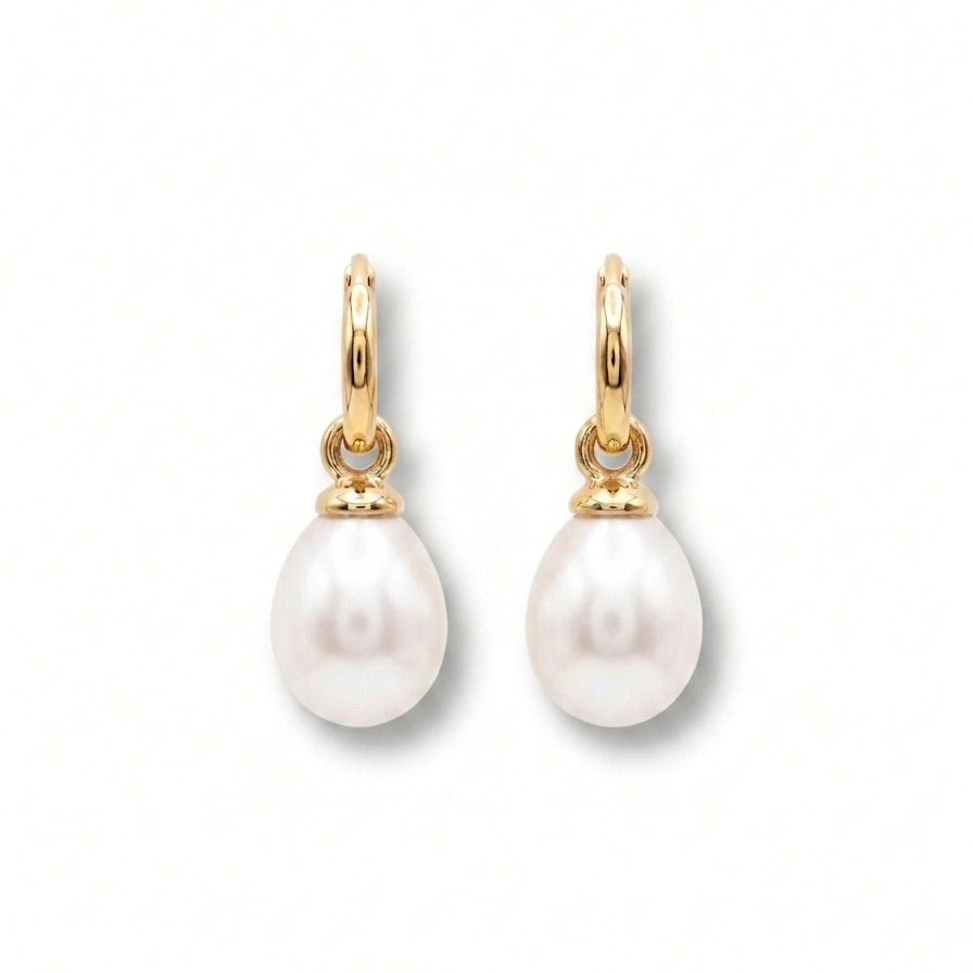 9 Carat Yellow Gold and Fresh Water Pearl Drops
