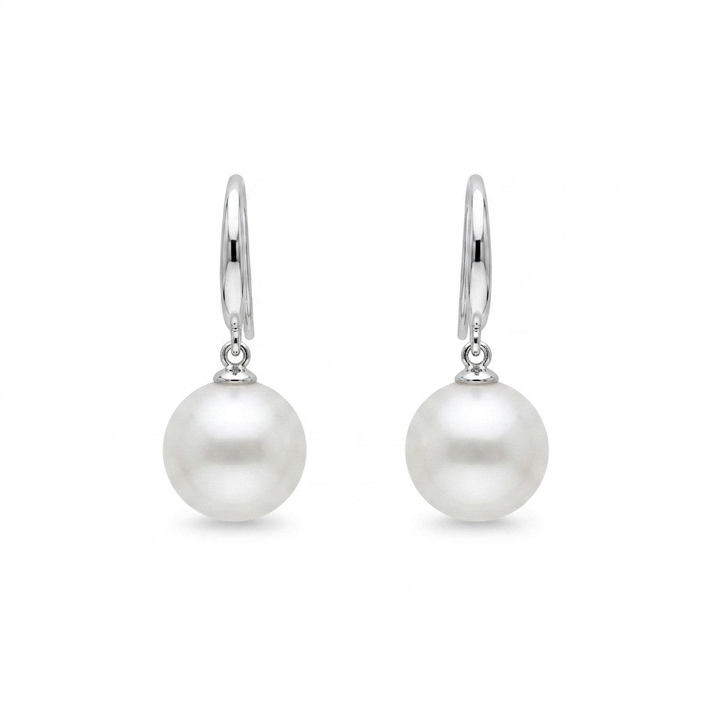 9 Carat White Gold and Cultured Pearl Drop Earrings