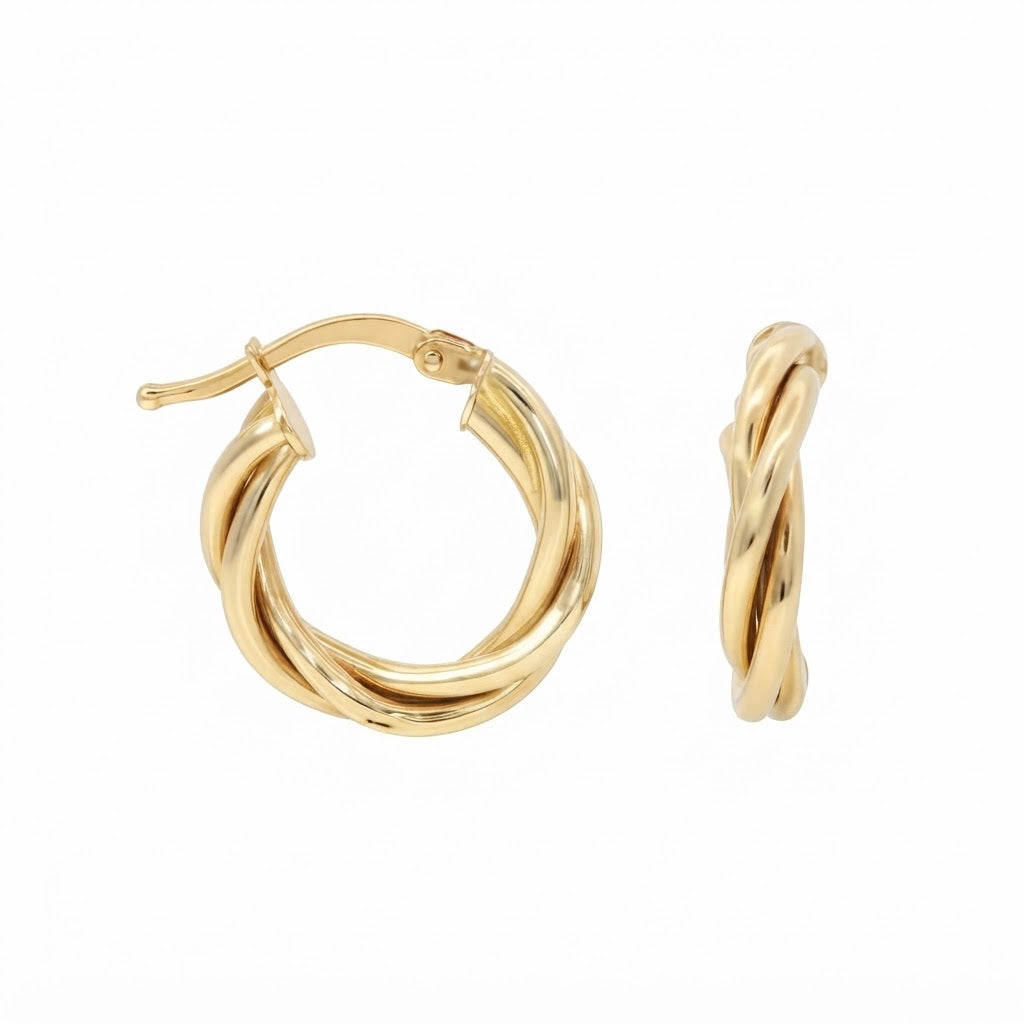 9 Carat Yellow Gold Twist Hoops 10mm