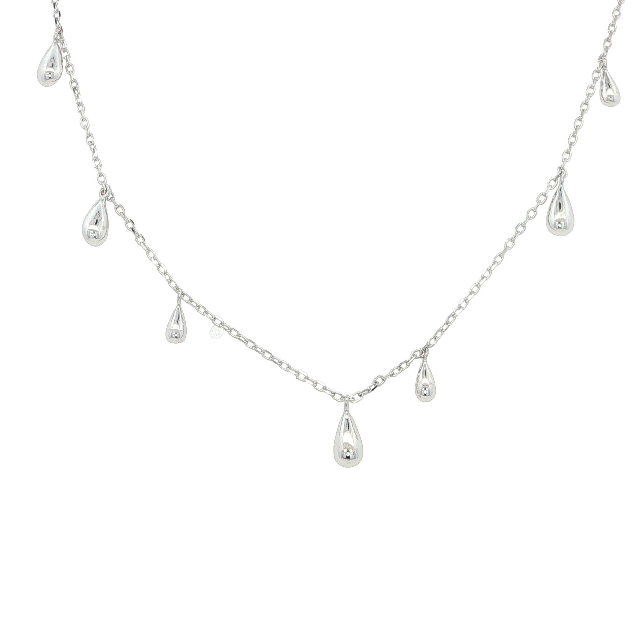 Silver Droplet Chain Necklace