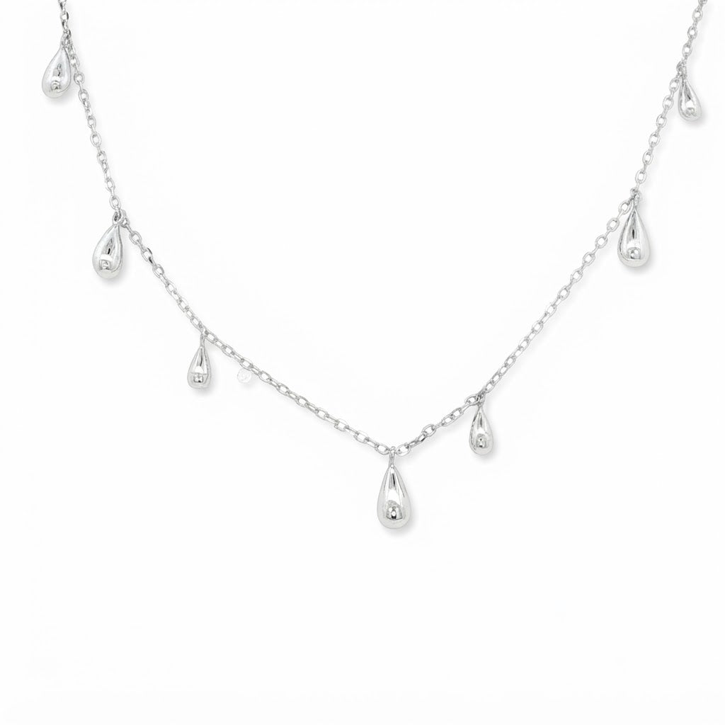 Silver Droplet Chain Necklace