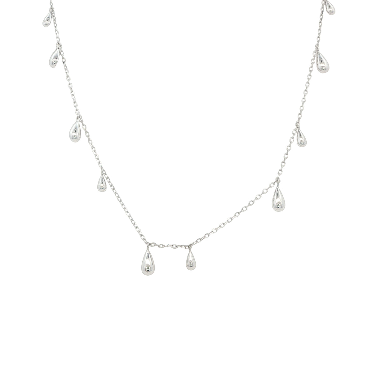 Silver Droplet Chain Necklace