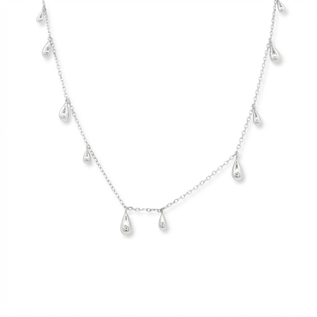 Silver Droplet Chain Necklace