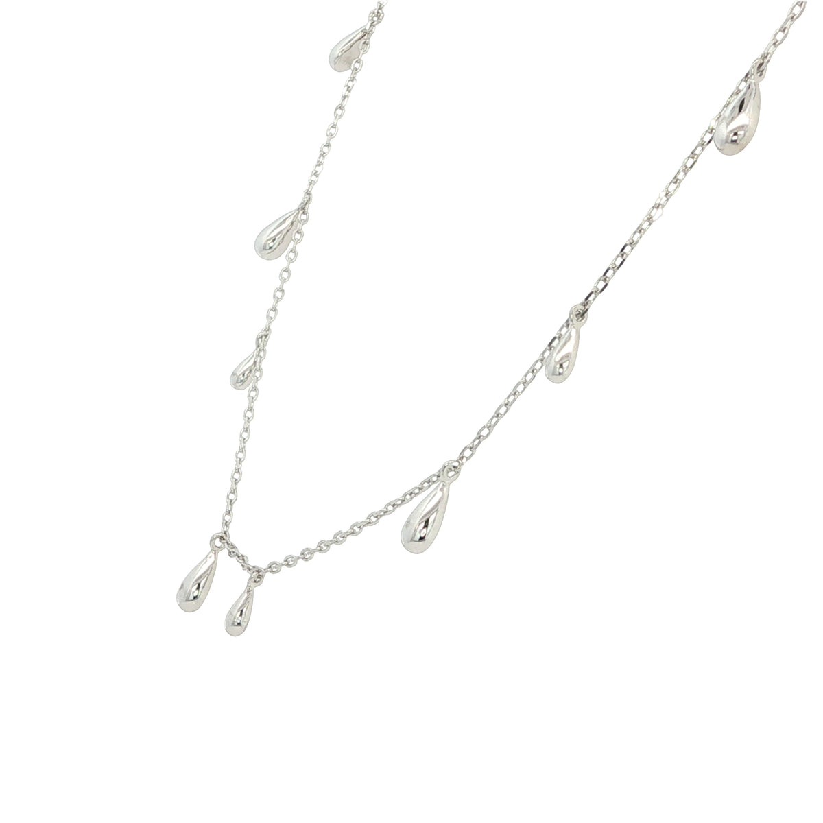 Silver Droplet Chain Necklace