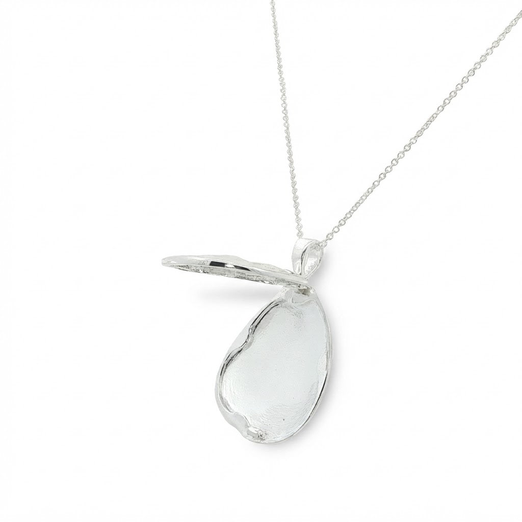 Silver Ripple Pear Shape Locket
