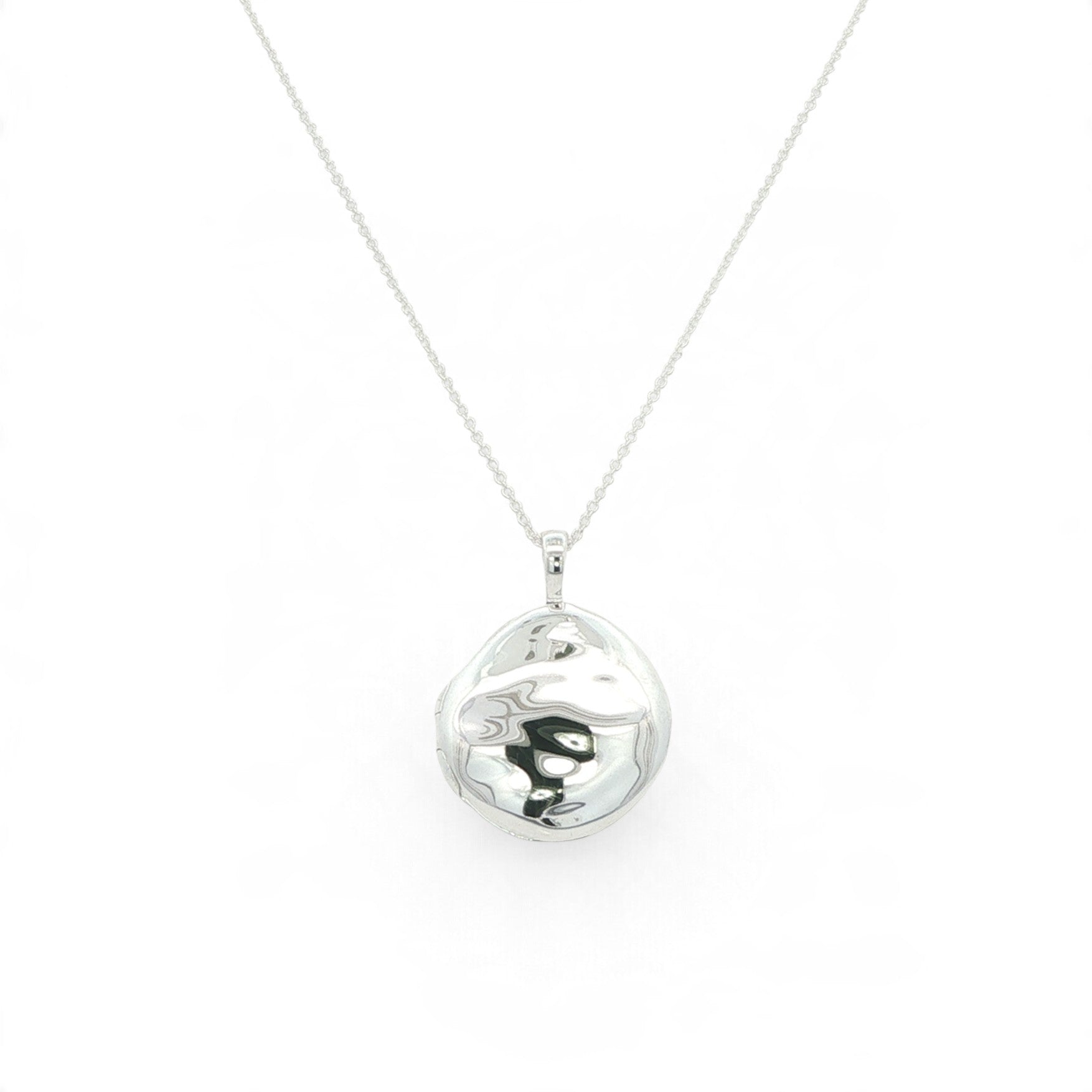 Silver Ripple Round (ish) Locket