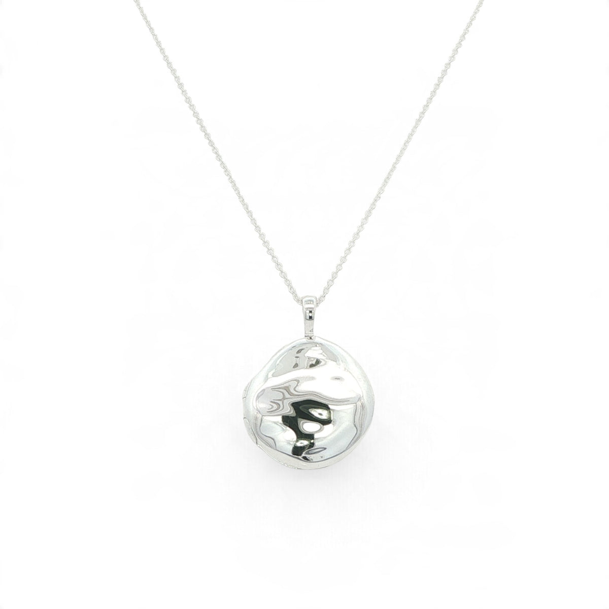 Silver Ripple Round (ish) Locket