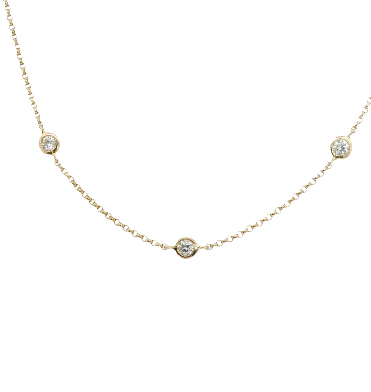 18 Carat Yellow Gold and Diamond Necklace with 0.78 Carats