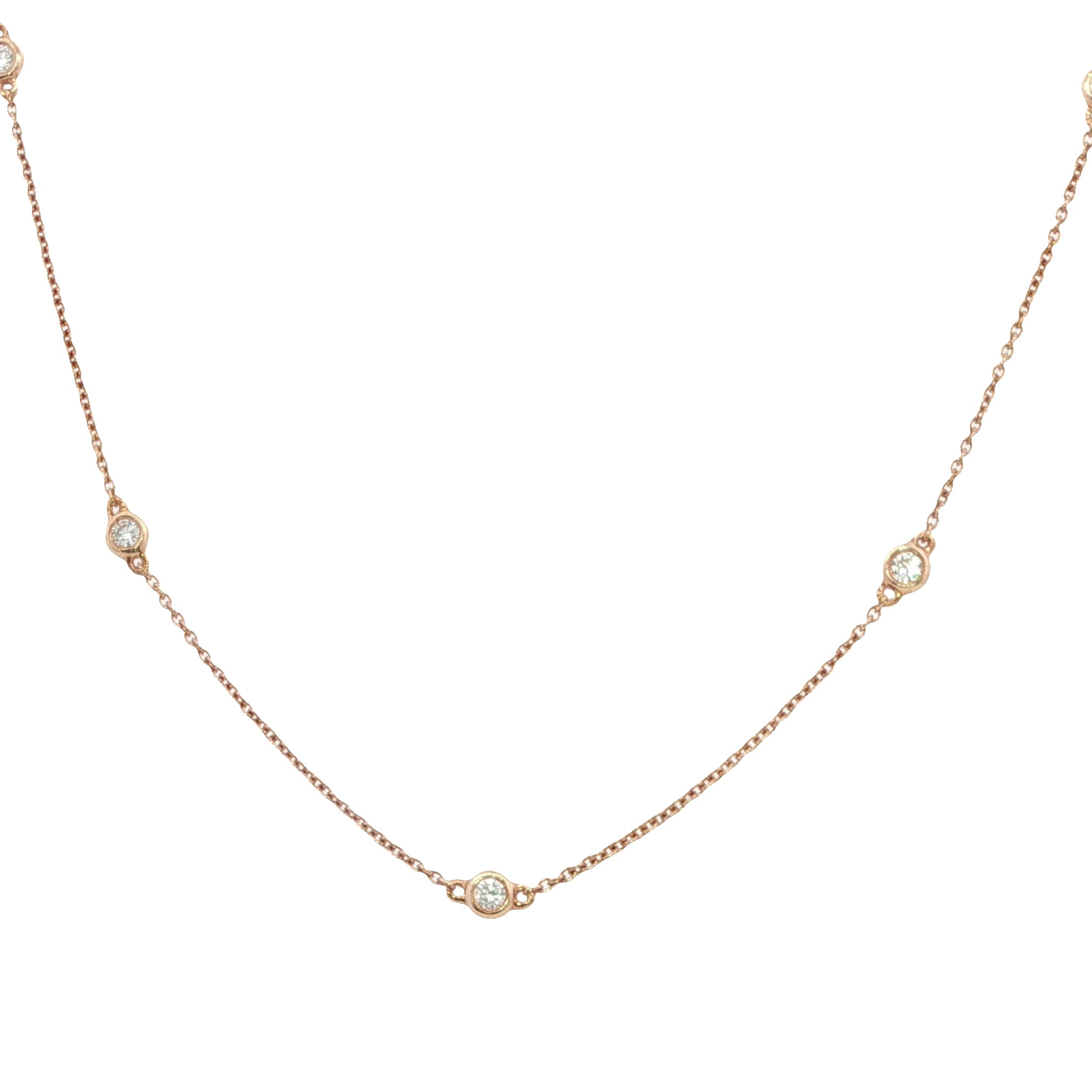 18 Carat Rose Gold and Diamond Necklace with 0.30 Carats