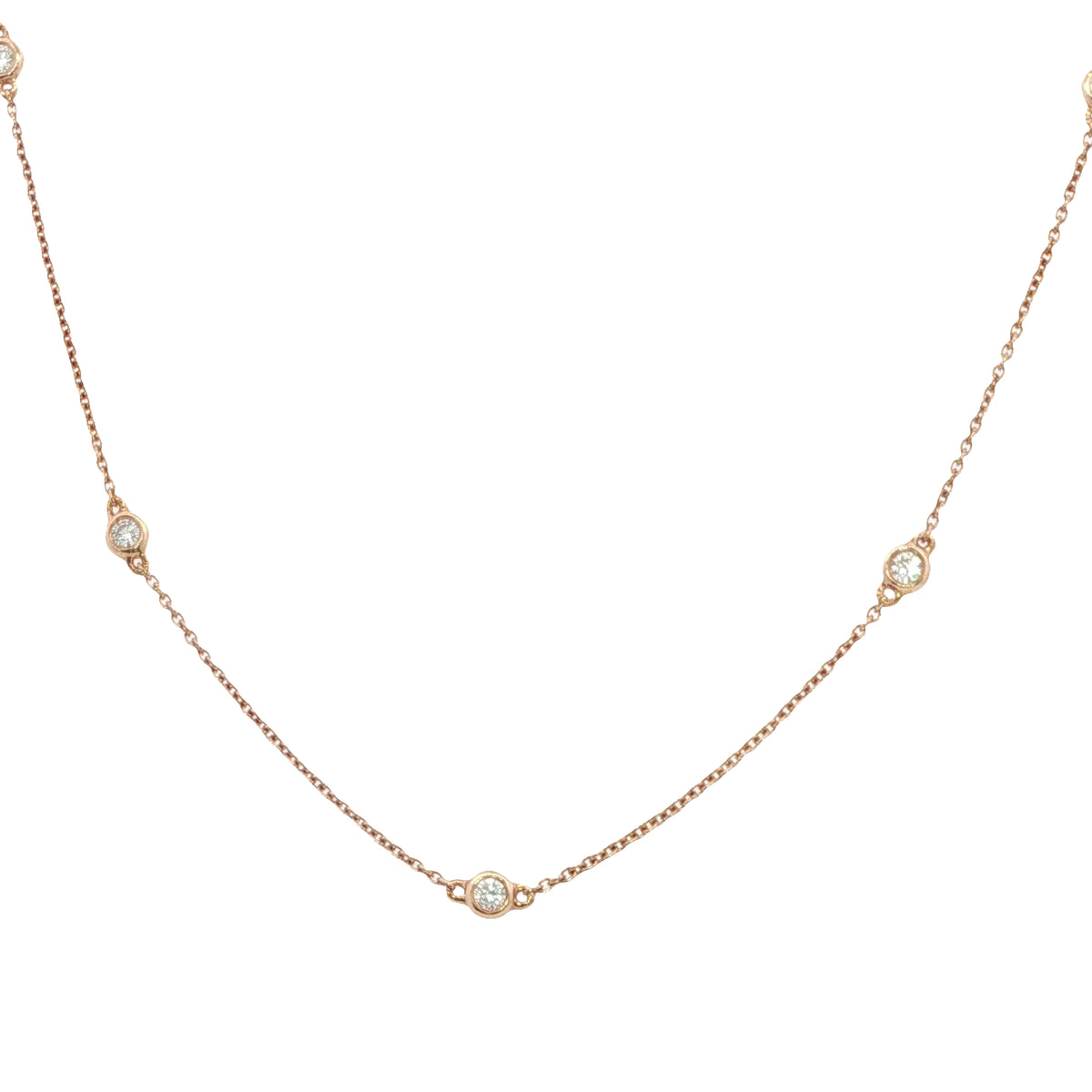 18 Carat Rose Gold and Diamond Necklace with 0.30 Carats
