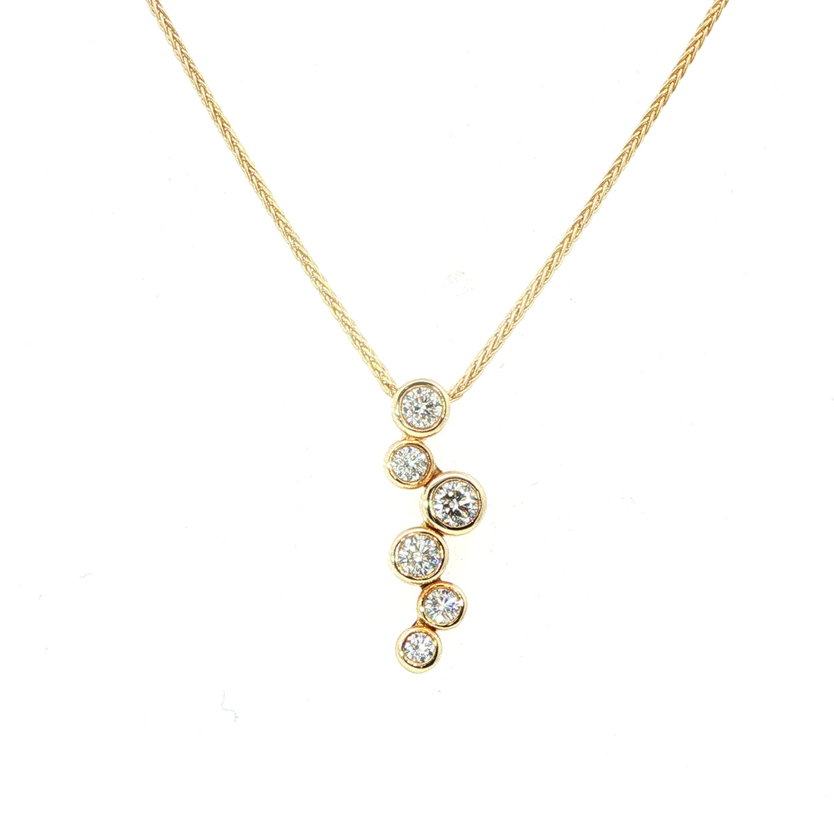 18 Carat Yellow Gold Bubbles Drop Pendant 0.40 Carats GVS