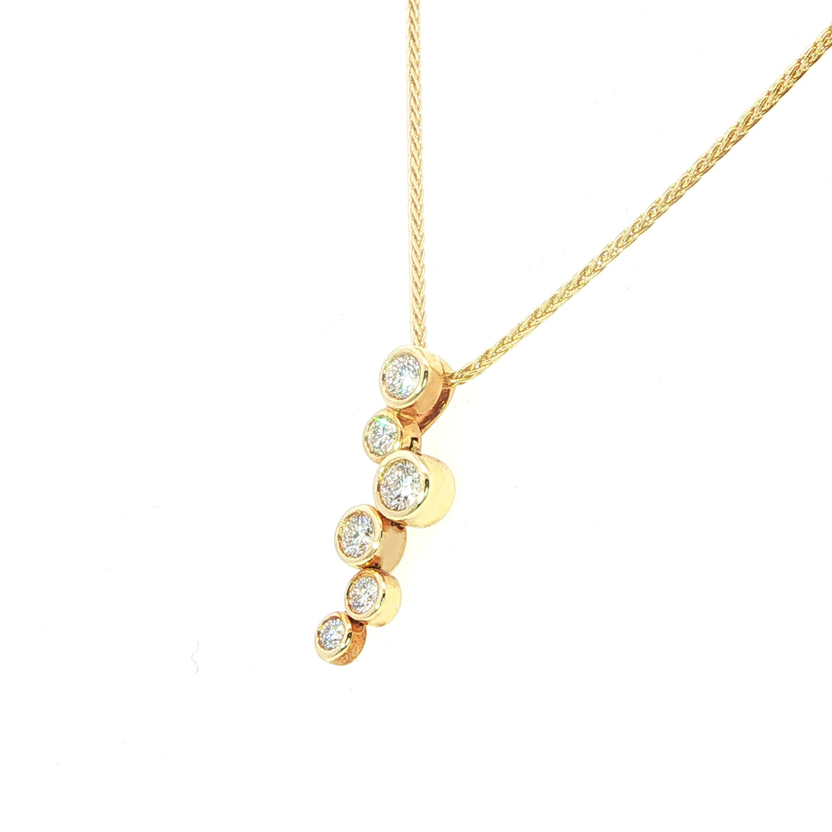 18 Carat Yellow Gold Bubbles Drop Pendant 0.40 Carats GVS
