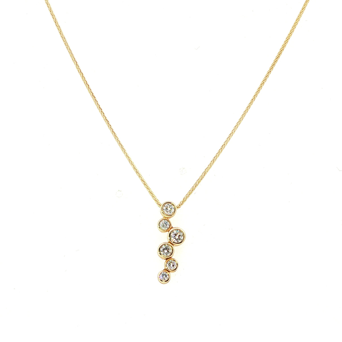 18 Carat Yellow Gold Bubbles Drop Pendant 0.40 Carats GVS