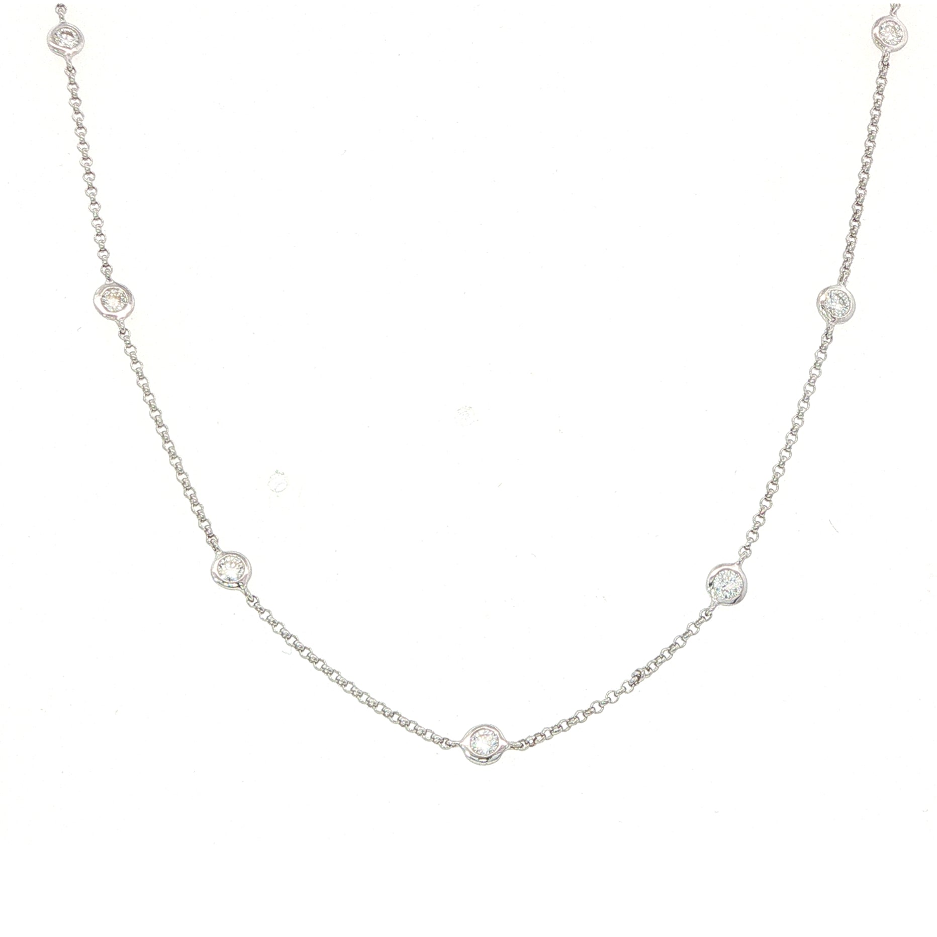 18 Carat White Gold Diamond Chain Necklace 0.80 Carats GVS