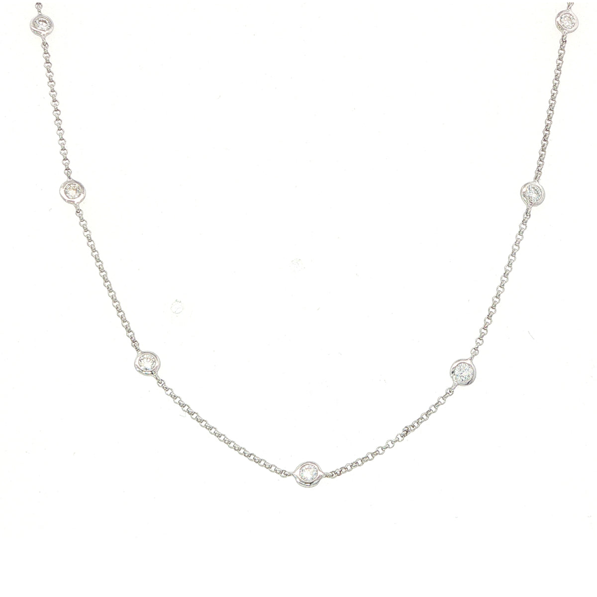 18 Carat White Gold Diamond Chain Necklace 0.80 Carats GVS