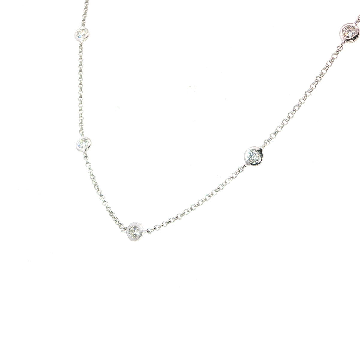 18 Carat White Gold Diamond Chain Necklace 0.80 Carats GVS