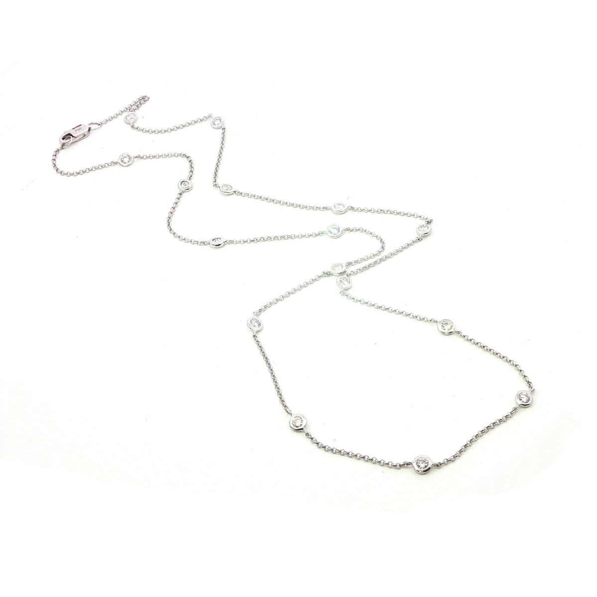 18 Carat White Gold Diamond Chain Necklace 0.80 Carats GVS