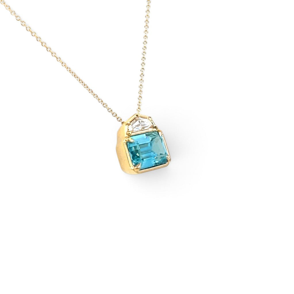 18 Carat Yellow Gold, Zircon and Diamond Pendant