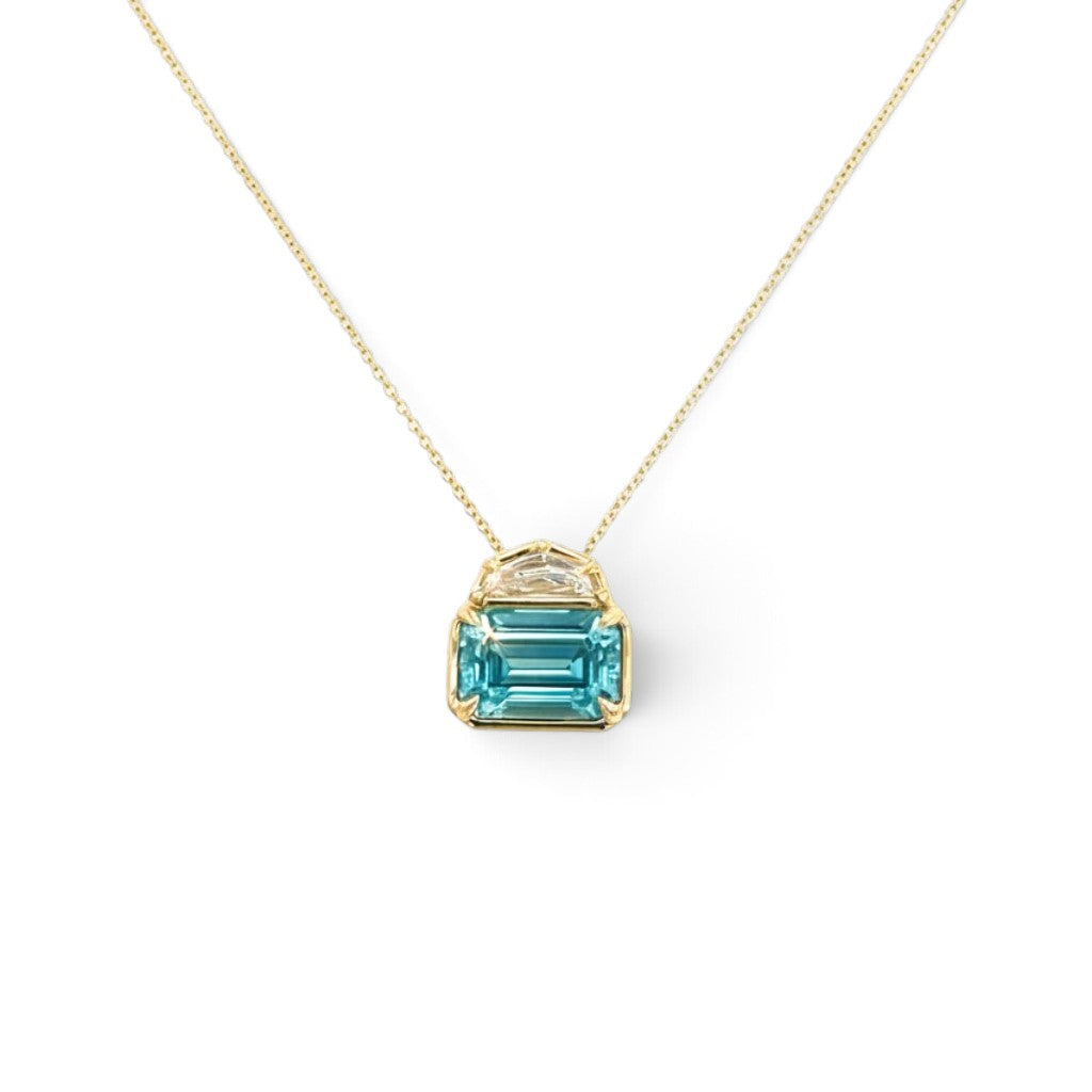 18 Carat Yellow Gold, Zircon and Diamond Pendant