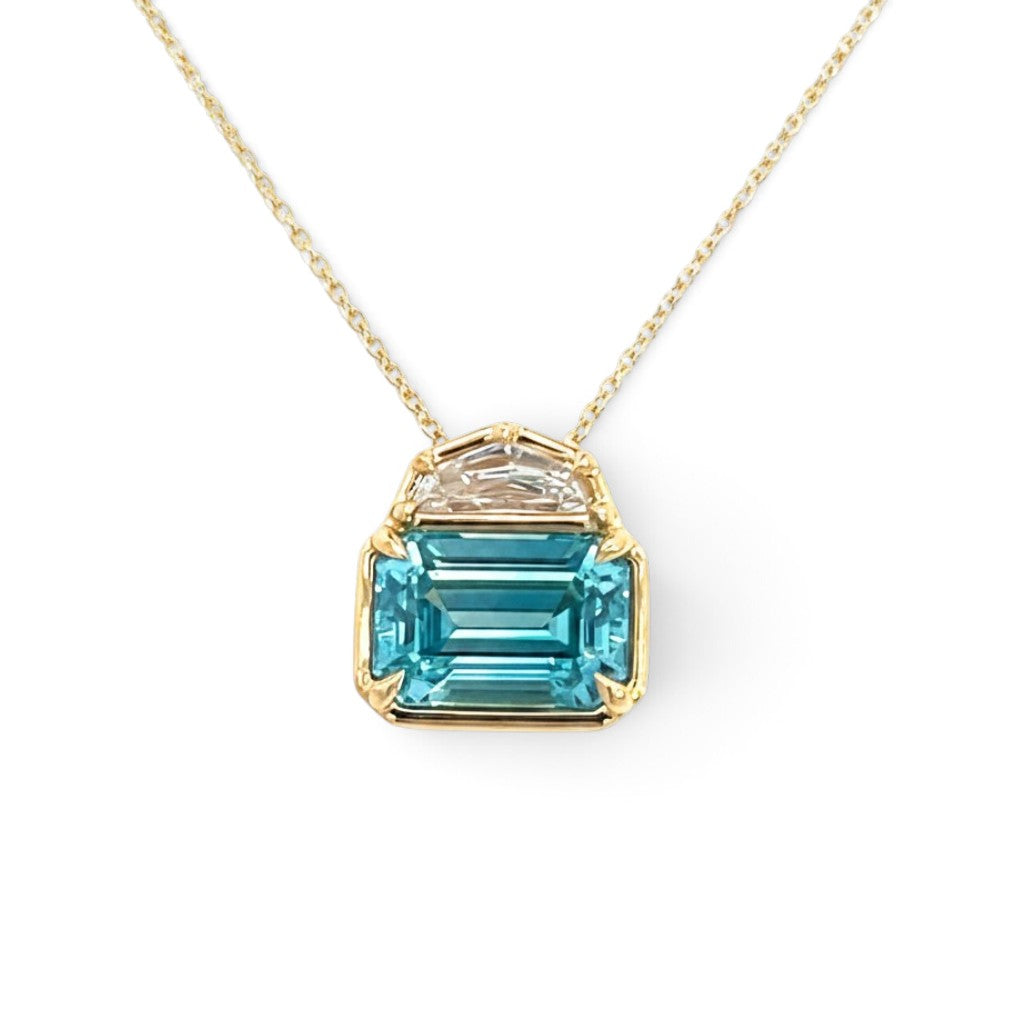 18 Carat Yellow Gold, Zircon and Diamond Pendant