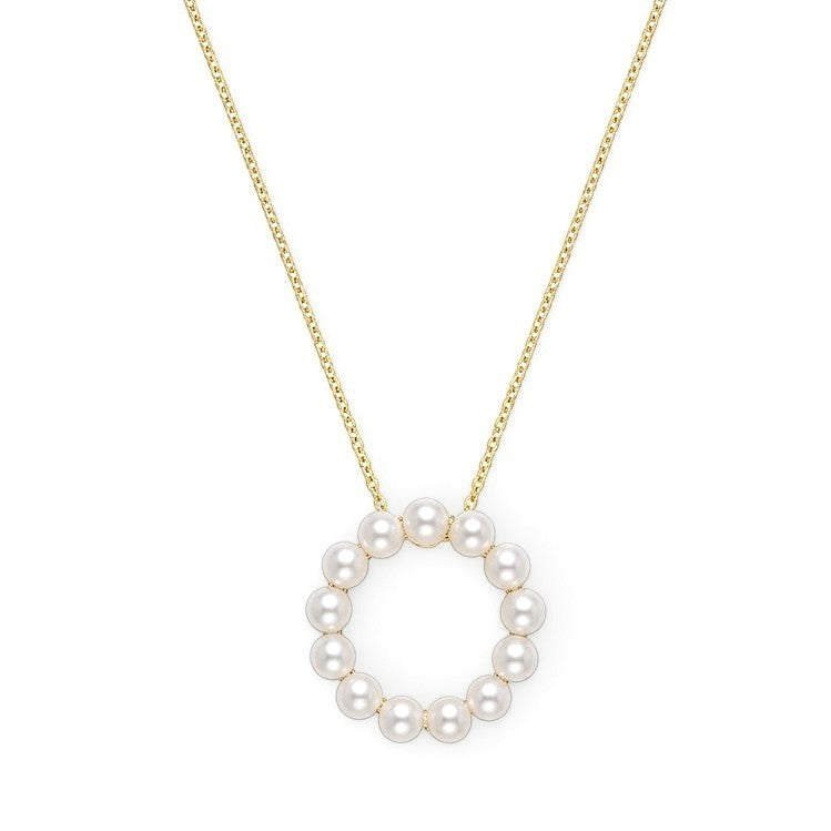 9 Carat Yellow Gold and Pearl Circle Pendant