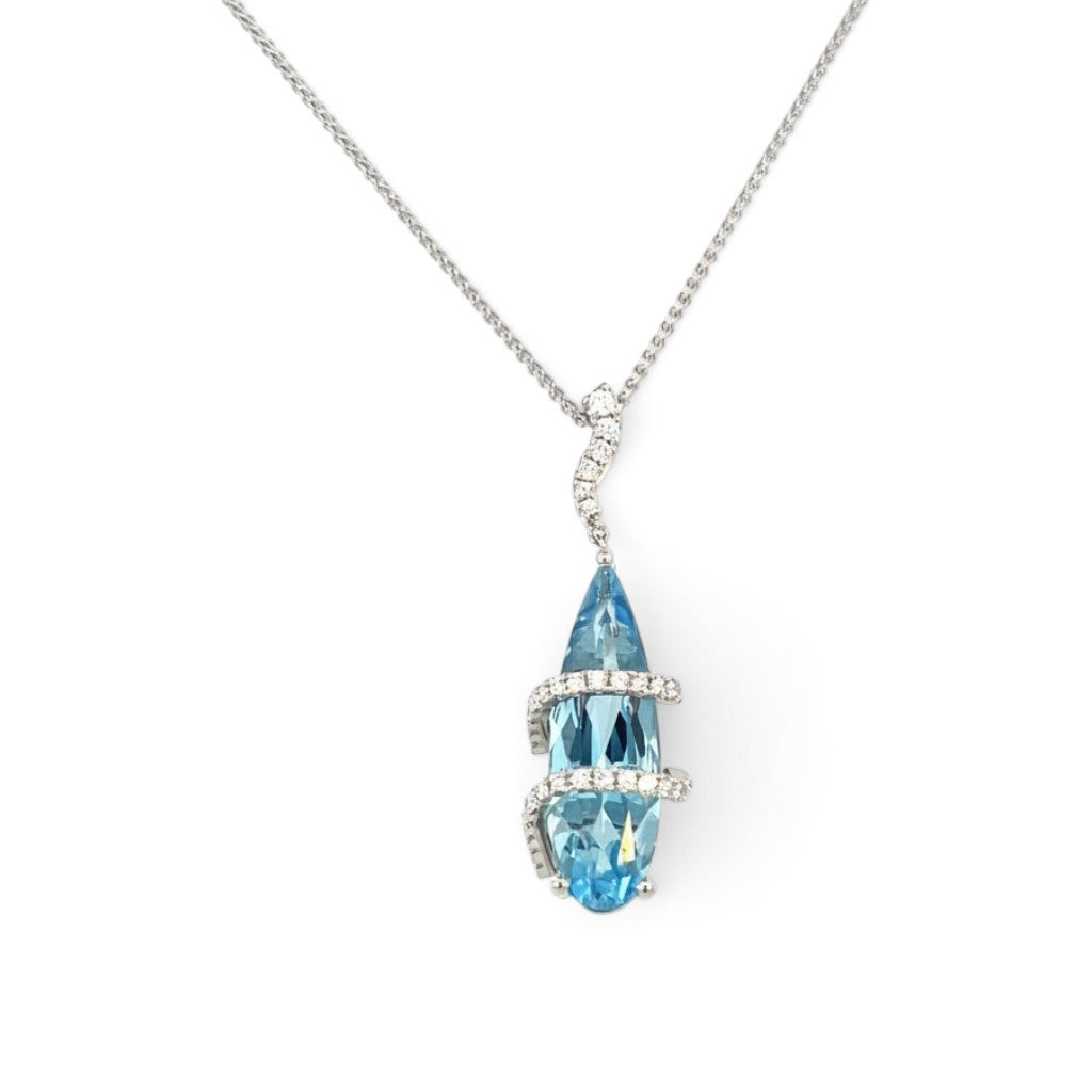 18 Carat White Gold Aquamarine and Diamond Pendant
