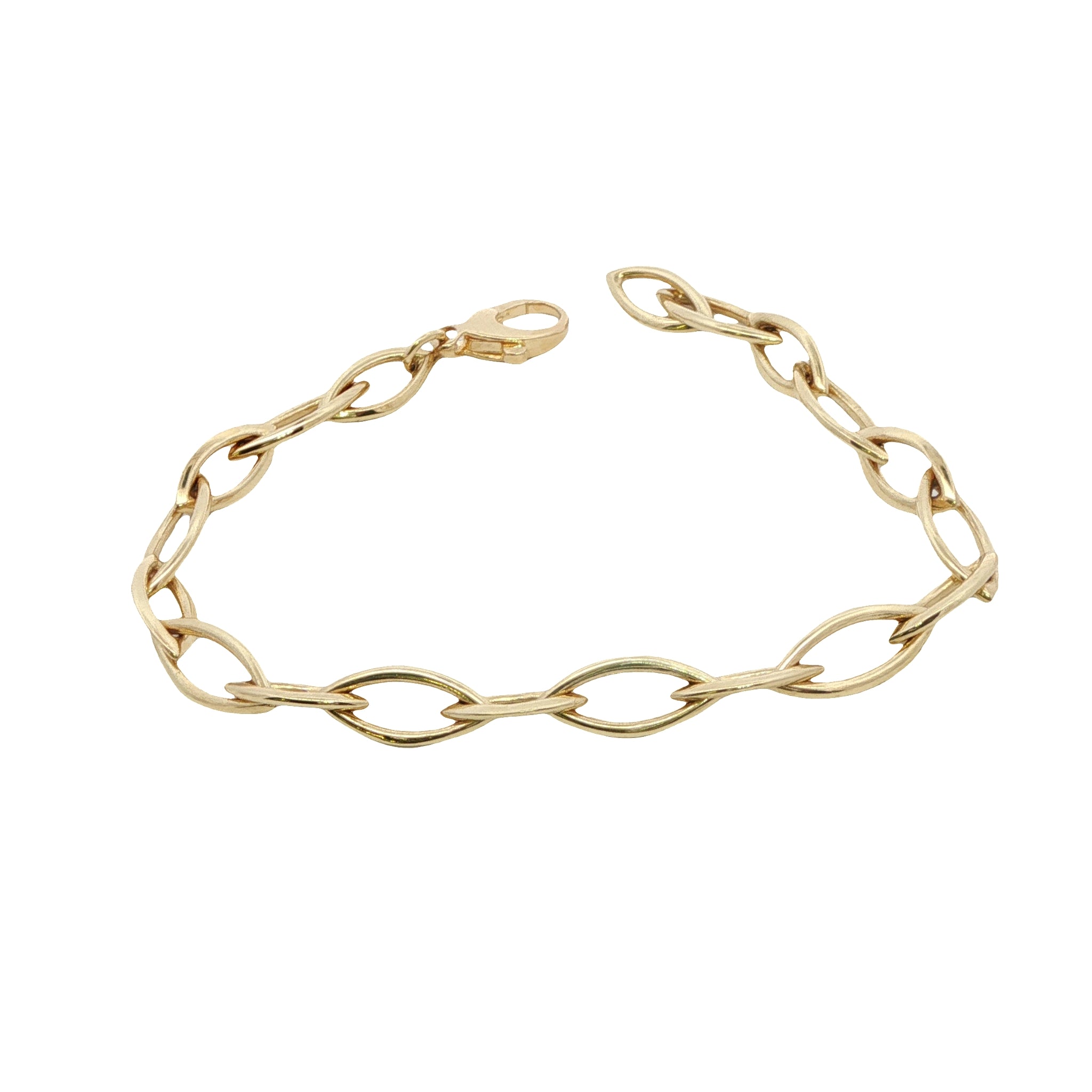 9 Carat Yellow Gold Open Marquis Link Bracelet