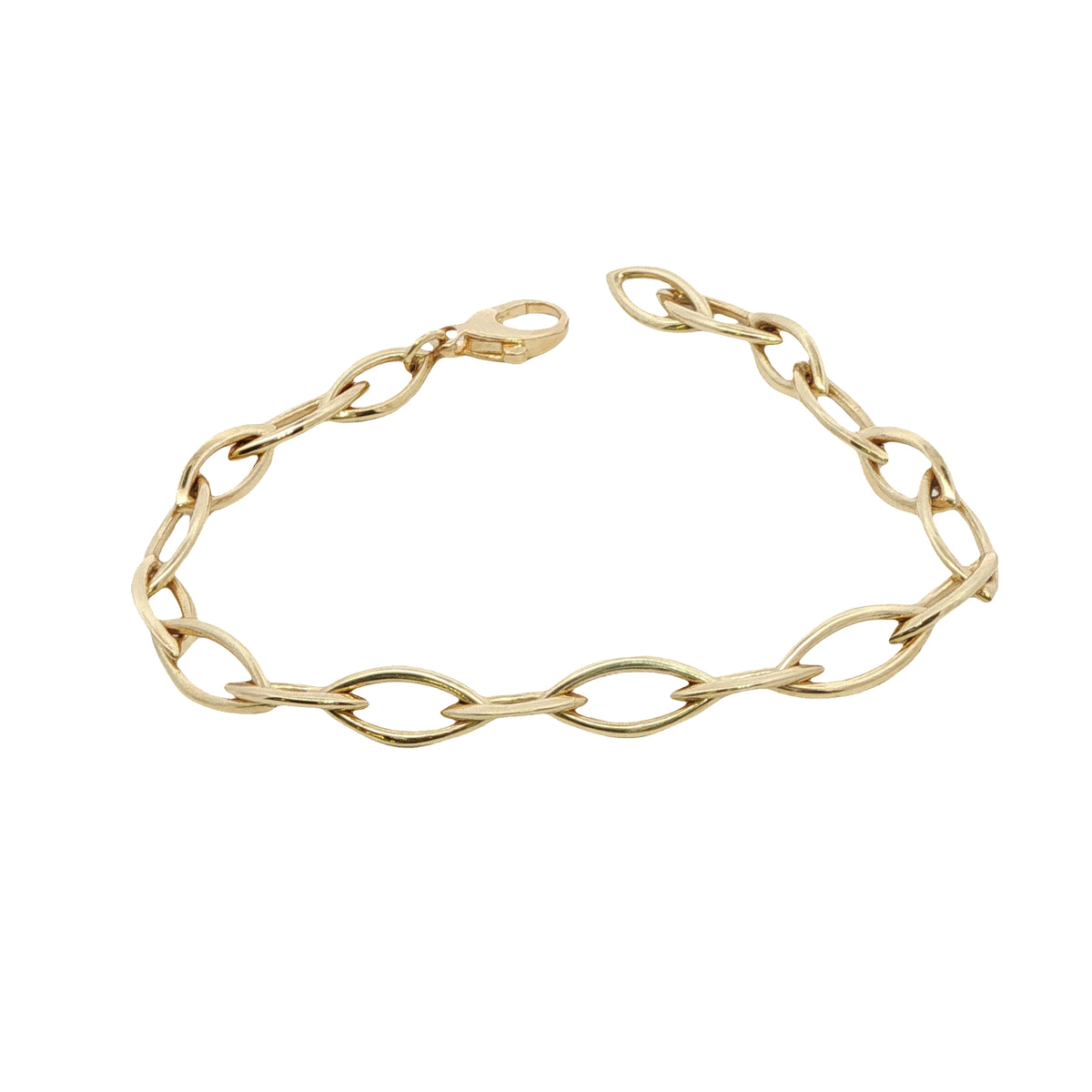 9 Carat Yellow Gold Open Marquis Link Bracelet