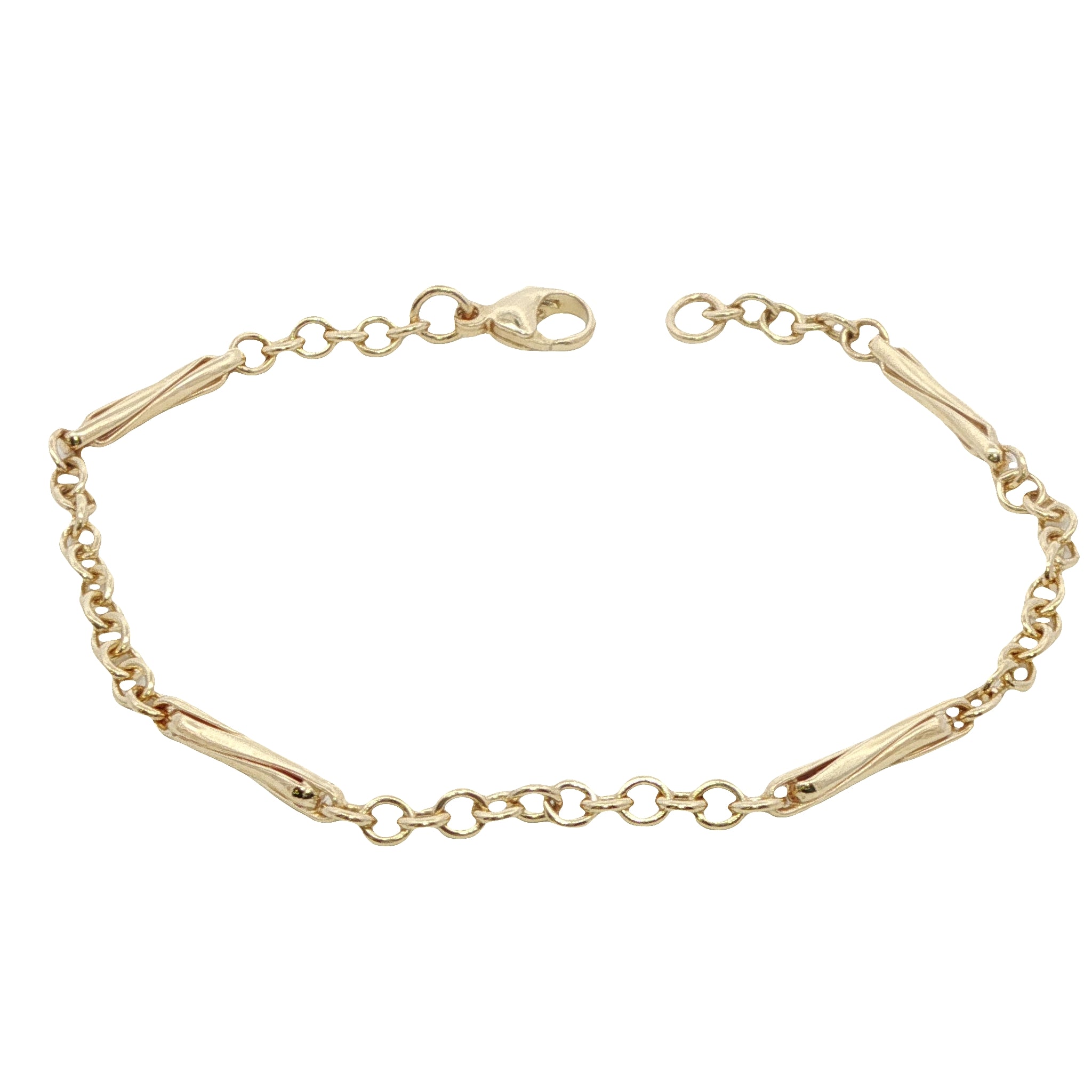 9 Carat Yellow Gold Fancy Link and Chain Bracelet