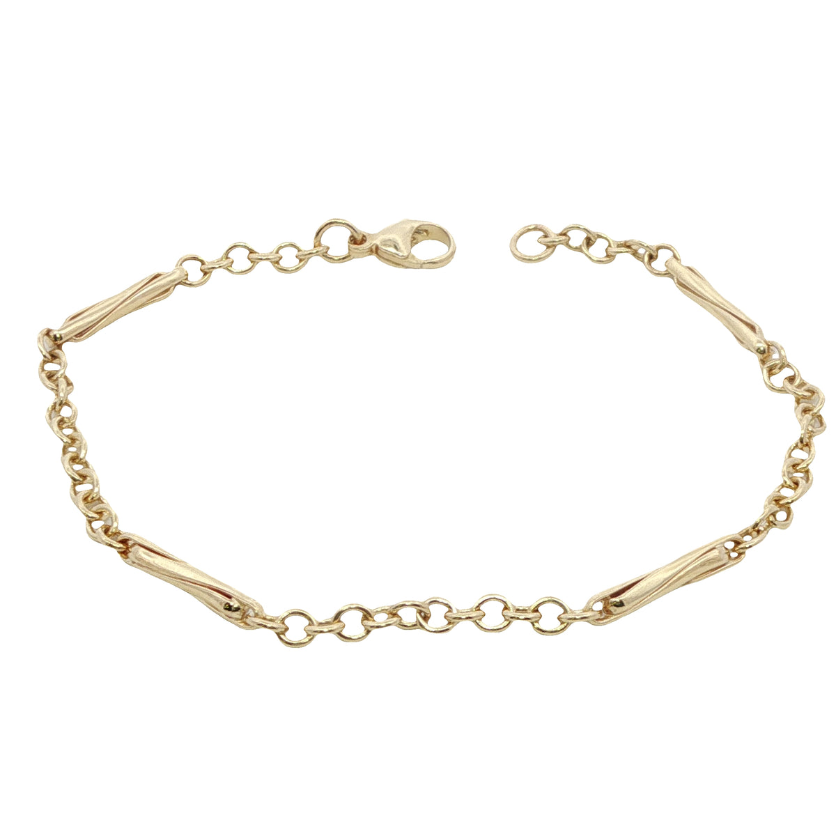 9 Carat Yellow Gold Fancy Link and Chain Bracelet
