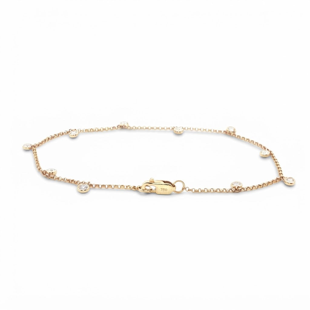 18 Carat Yellow Gold Dangly Diamond Chain Bracelet 0.39 Carats GVS