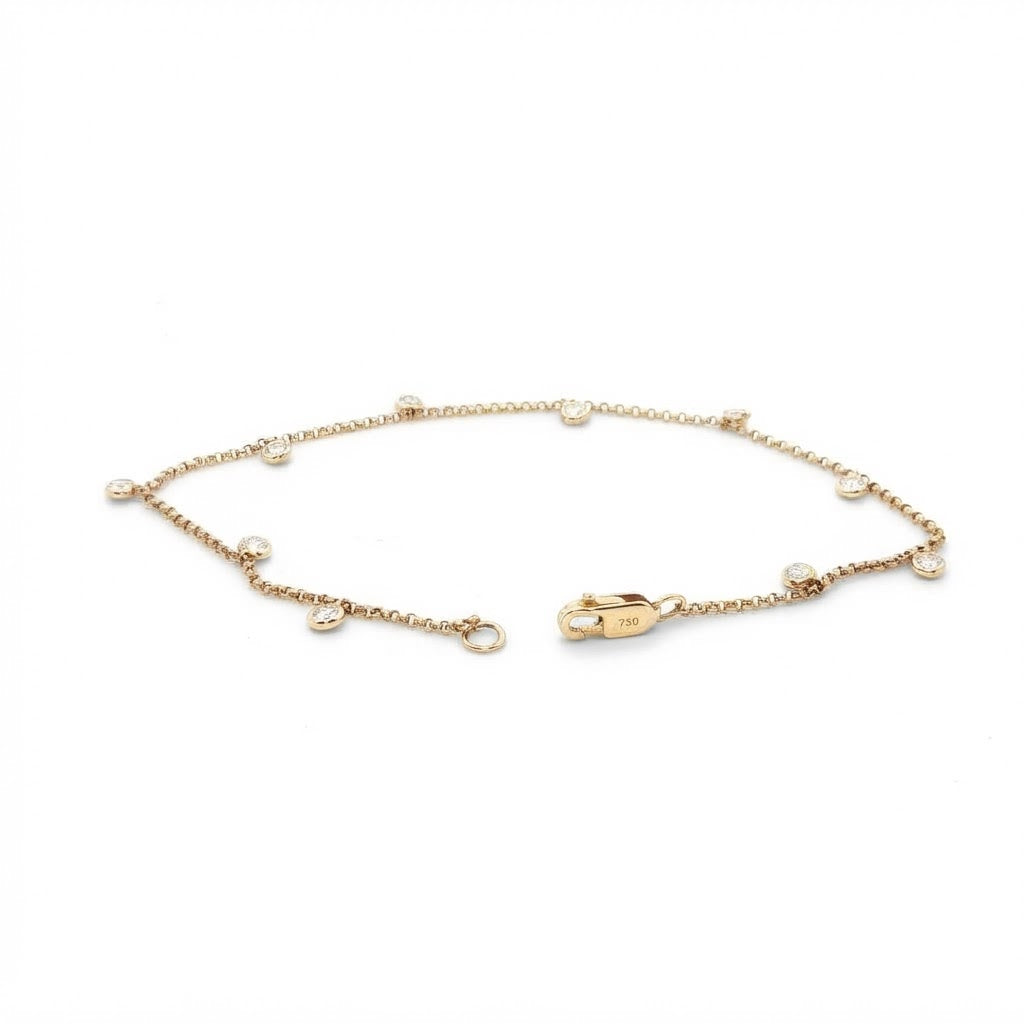 18 Carat Yellow Gold Dangly Diamond Chain Bracelet 0.39 Carats GVS
