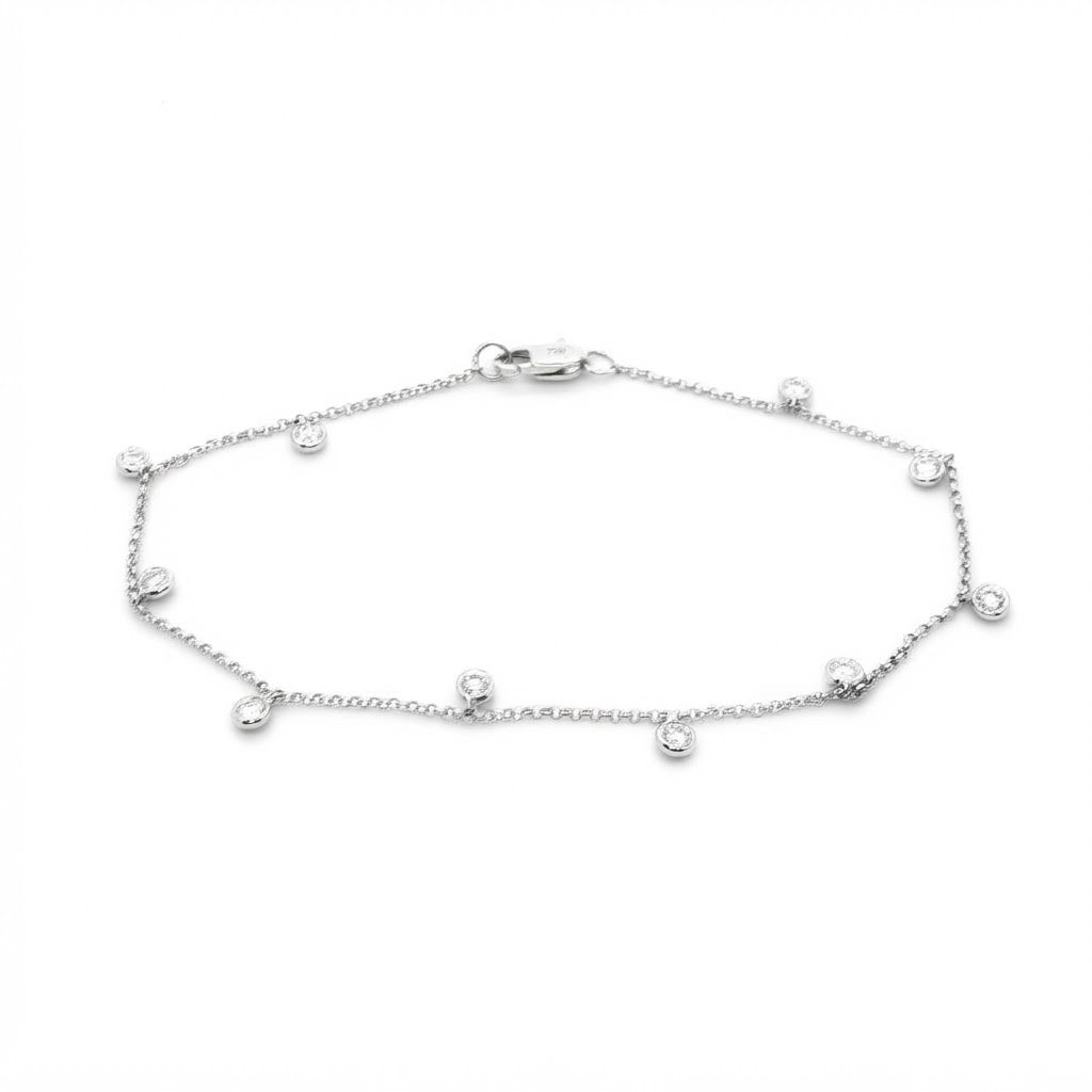 18 Carat White Gold Dangly Diamond Chain Bracelet 0.39 Carats GVS