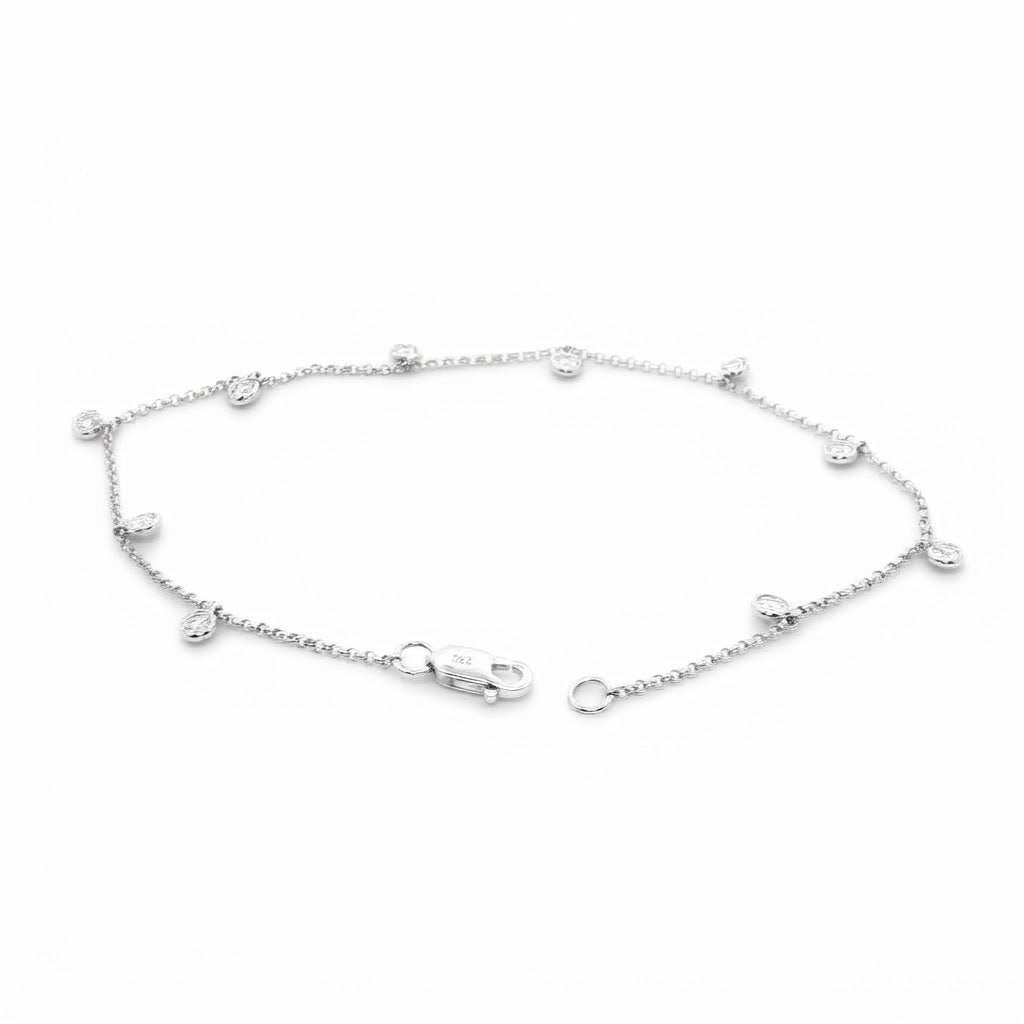 18 Carat White Gold Dangly Diamond Chain Bracelet 0.39 Carats GVS