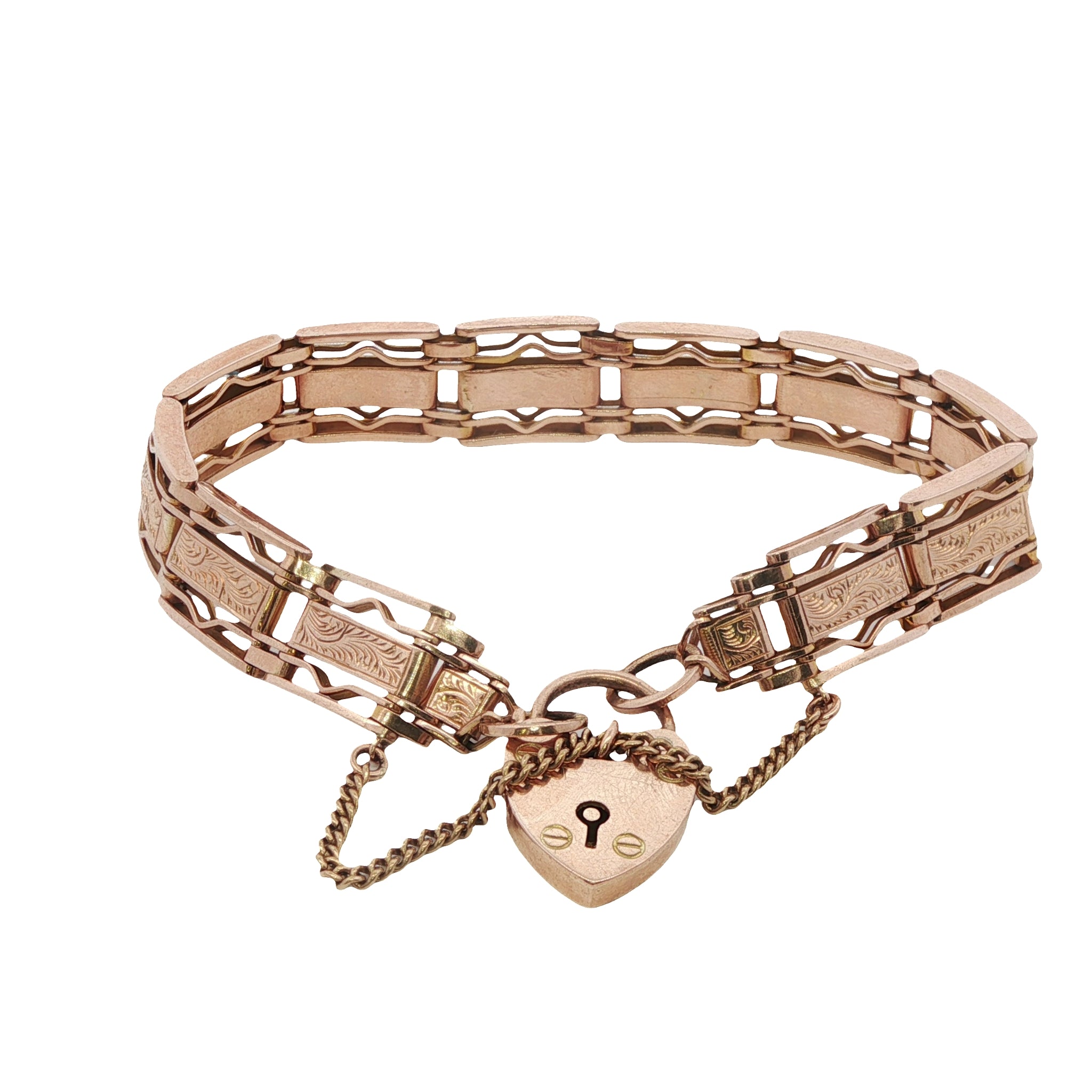 A vintage 9ct rose gold bracelet