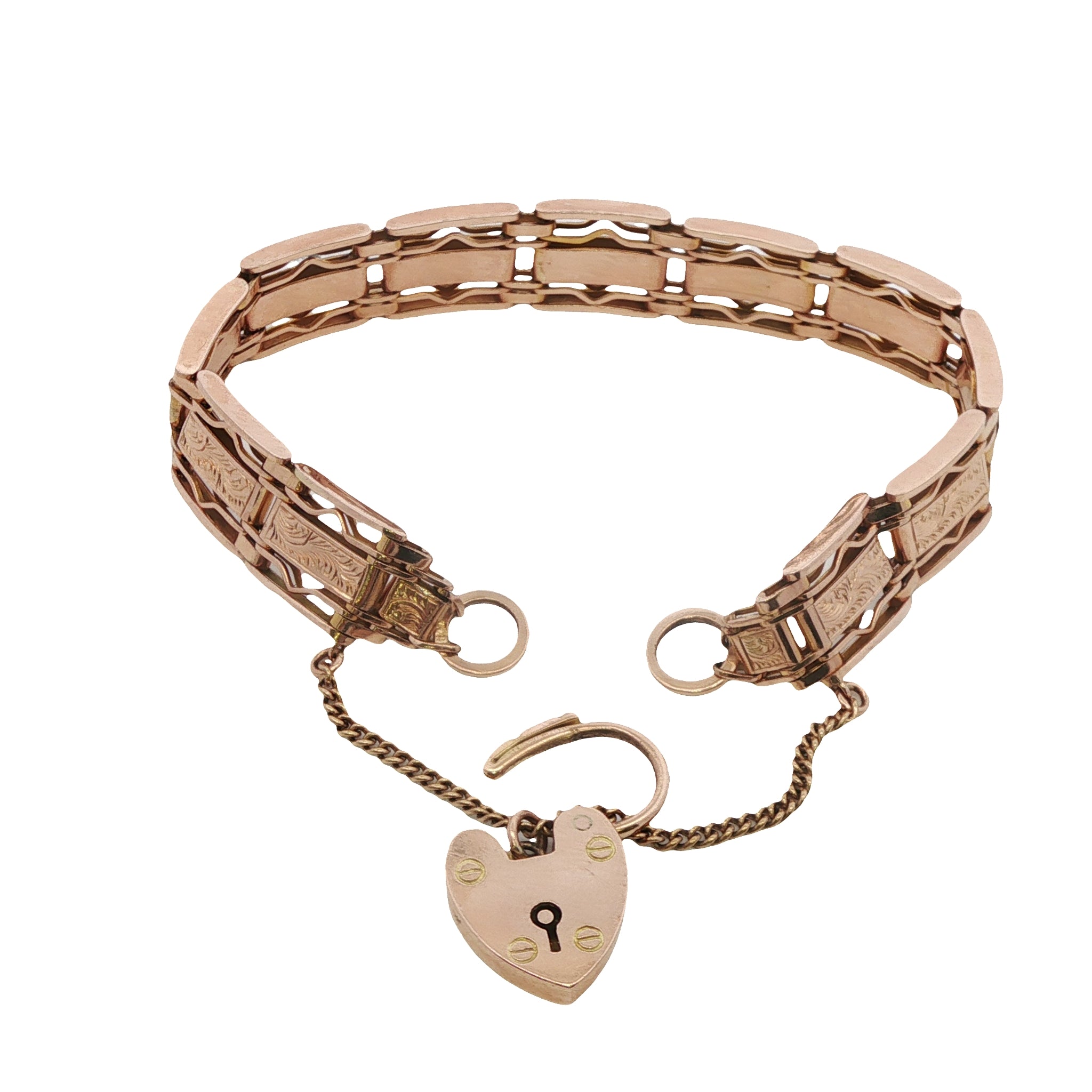 A vintage 9ct rose gold bracelet