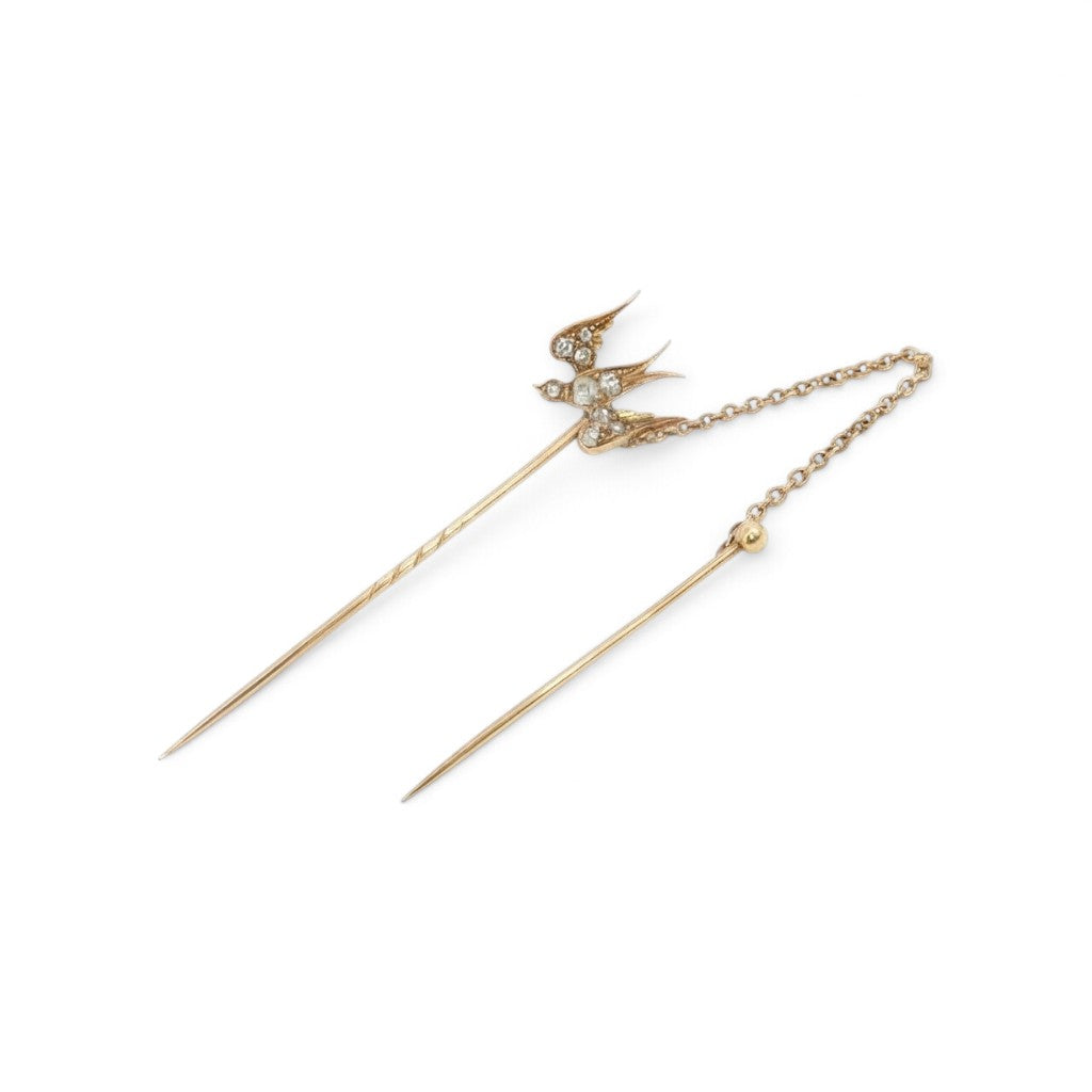 Antique Diamond Swallow Stick Pin